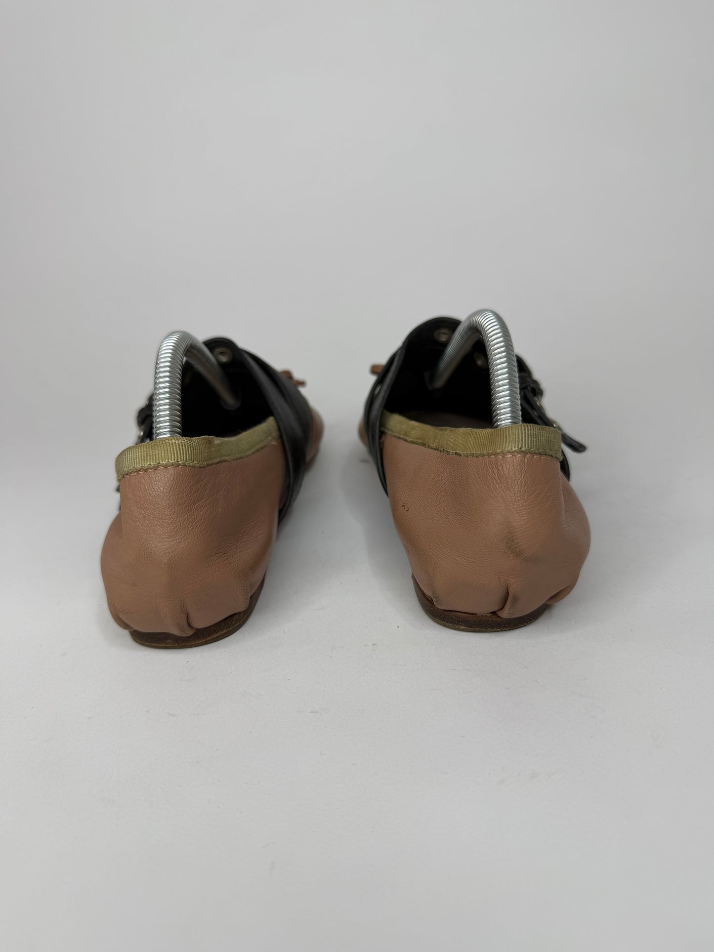 Miu Miu Brown Leather Buckle Detail Bow Ballet Flats Size 35 EU/ 5 US