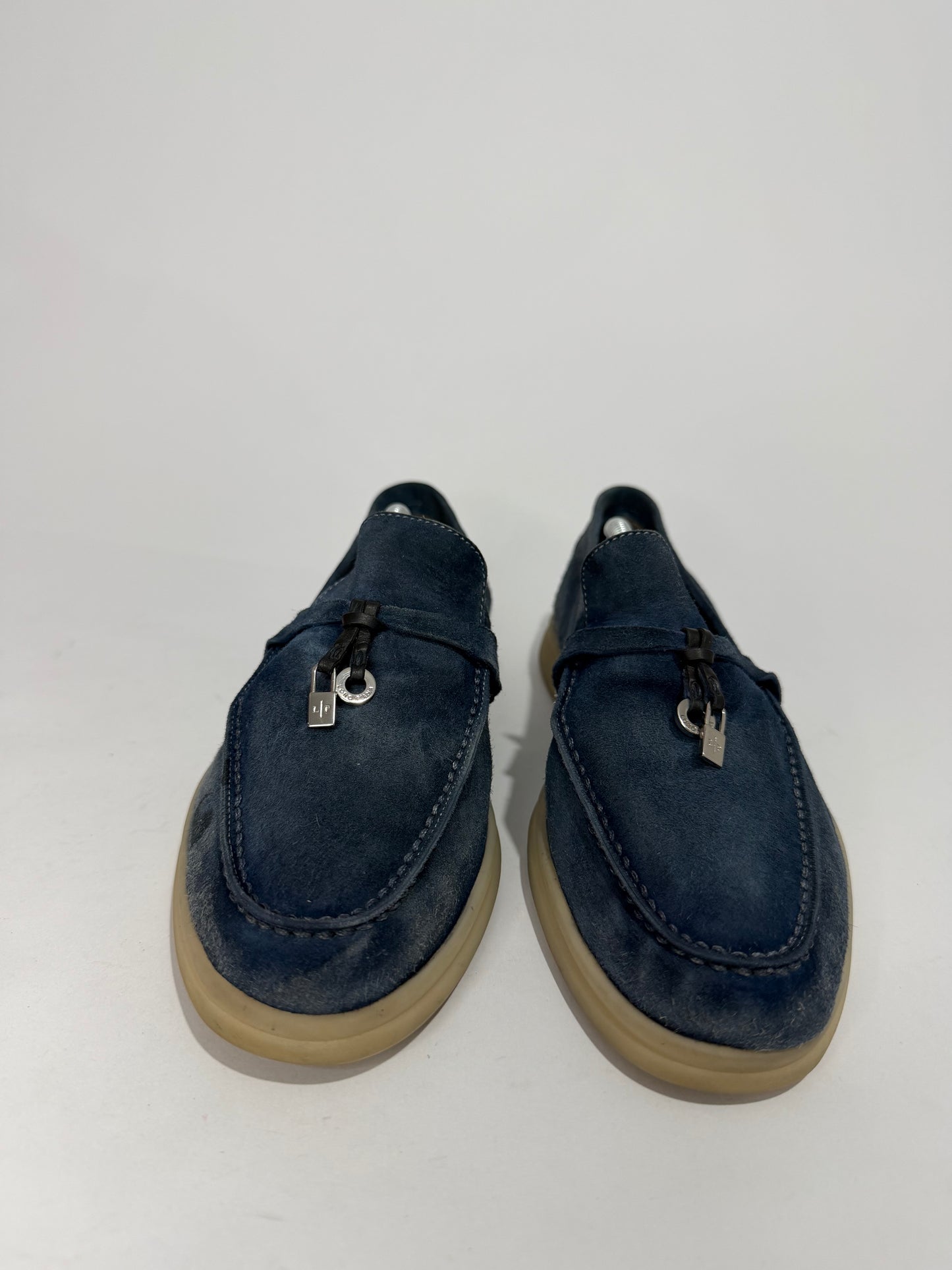 Loro Piana Blue Suede Summer Charms Walk Loafers Size 37 EU/ 7 US