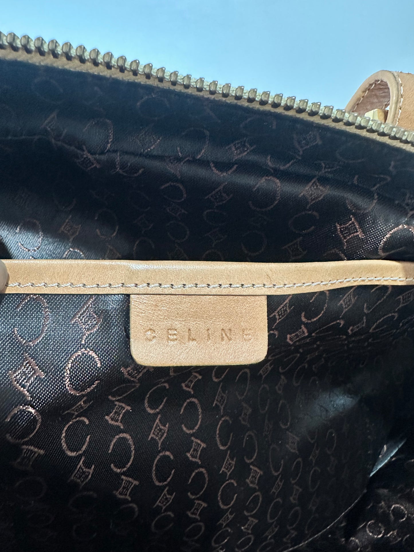 Vintage Celine Macadam Coated Canvas Boston Shoulder Bag – Tan/Brown – Made in Italy