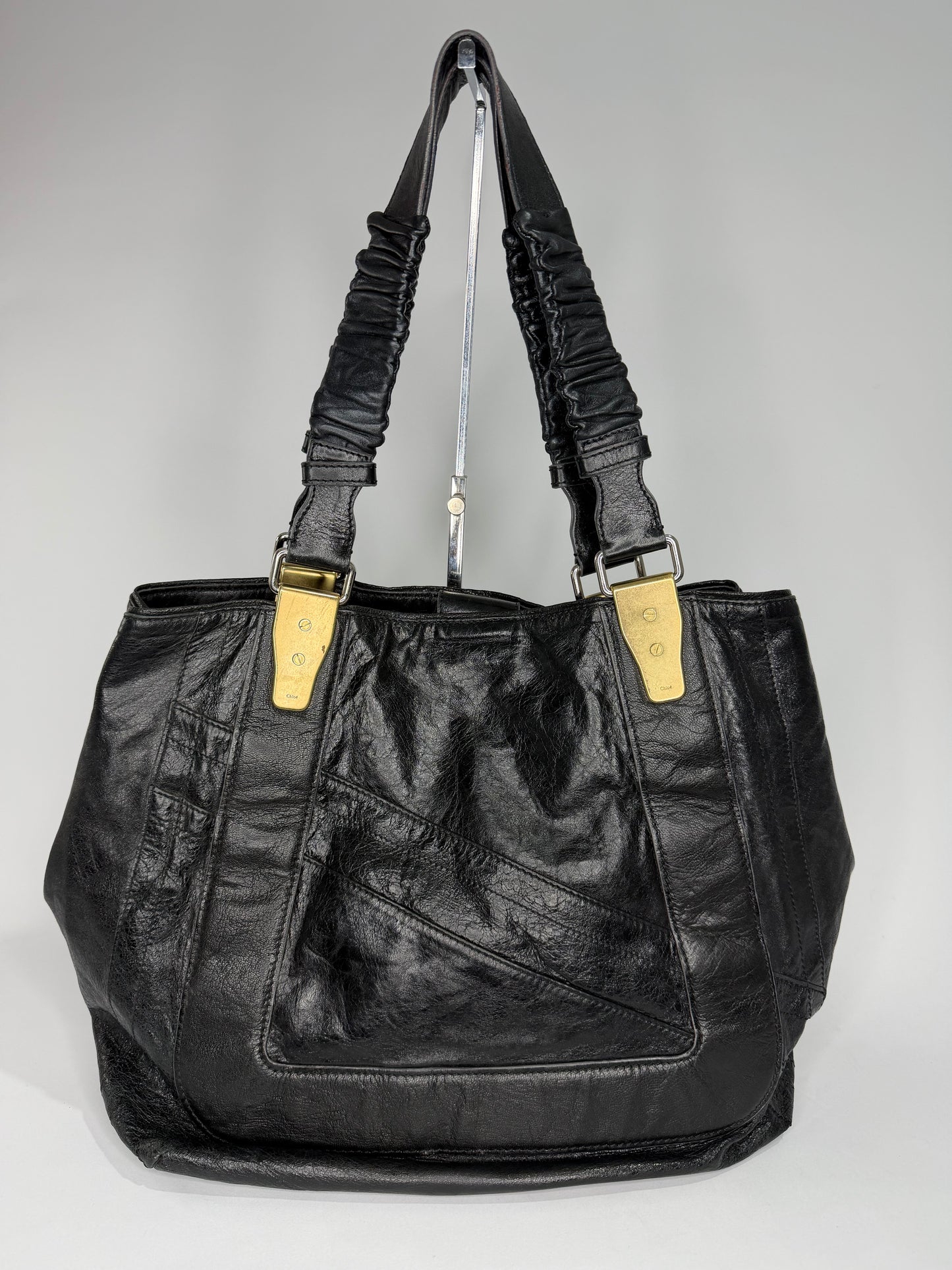 Chloe Black Pebbled Leather Shopper Tote