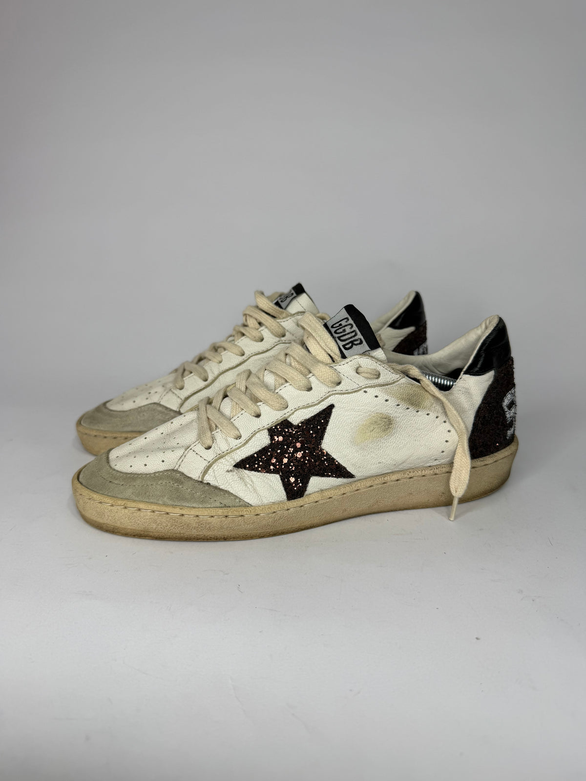 Golden Goose White Leather Ballstar Lace Up Sneakers Size 38 EU/ 8 US