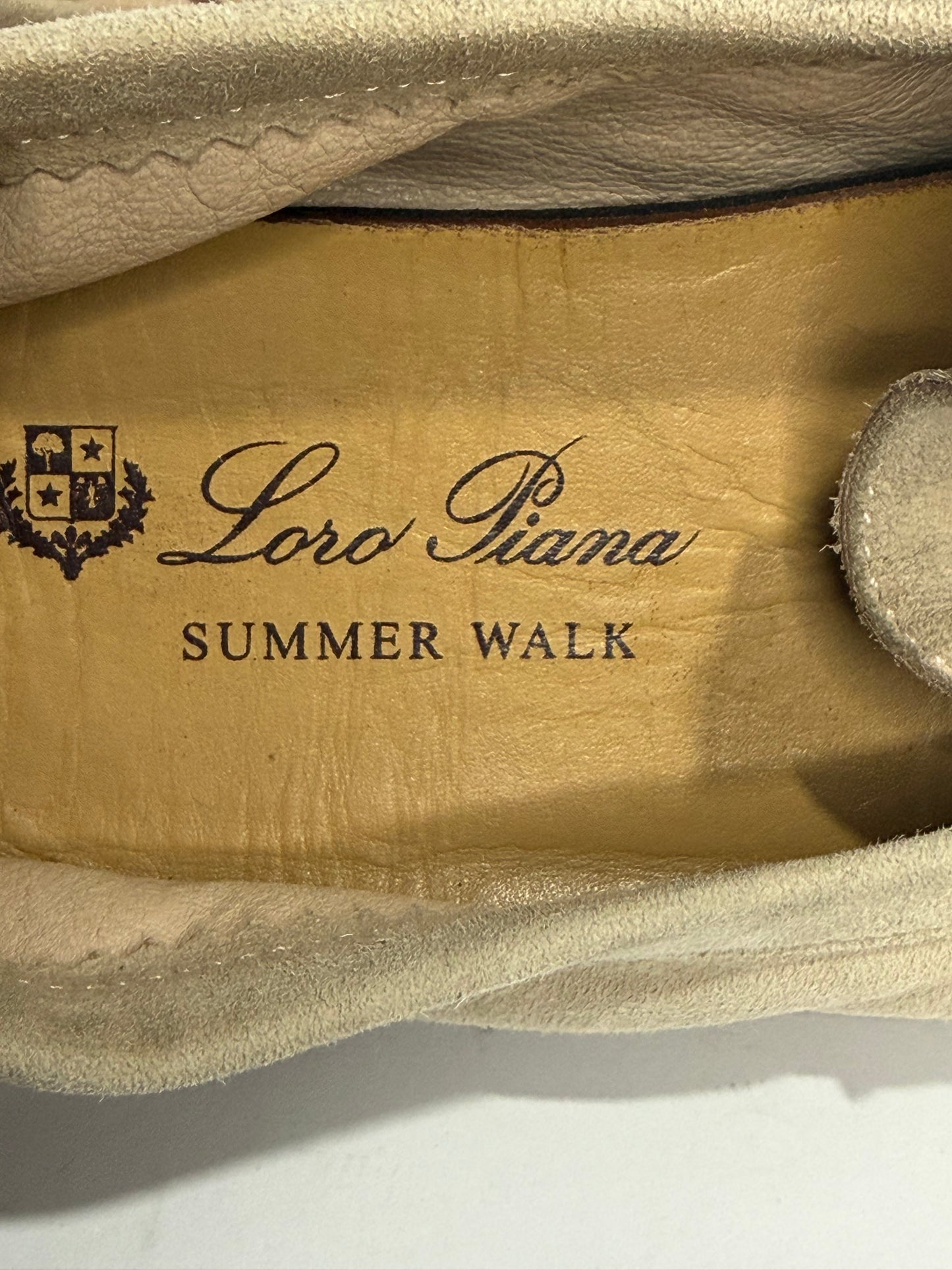 Loro Piana Beige Suede Summer Charms Walk Loafers Size 38