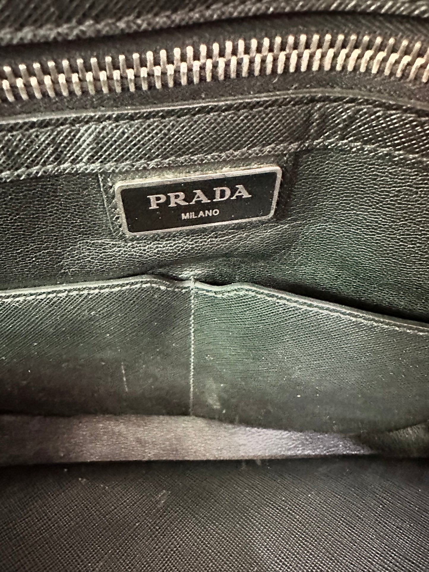 PRADA Leather Travel Briefcase Black