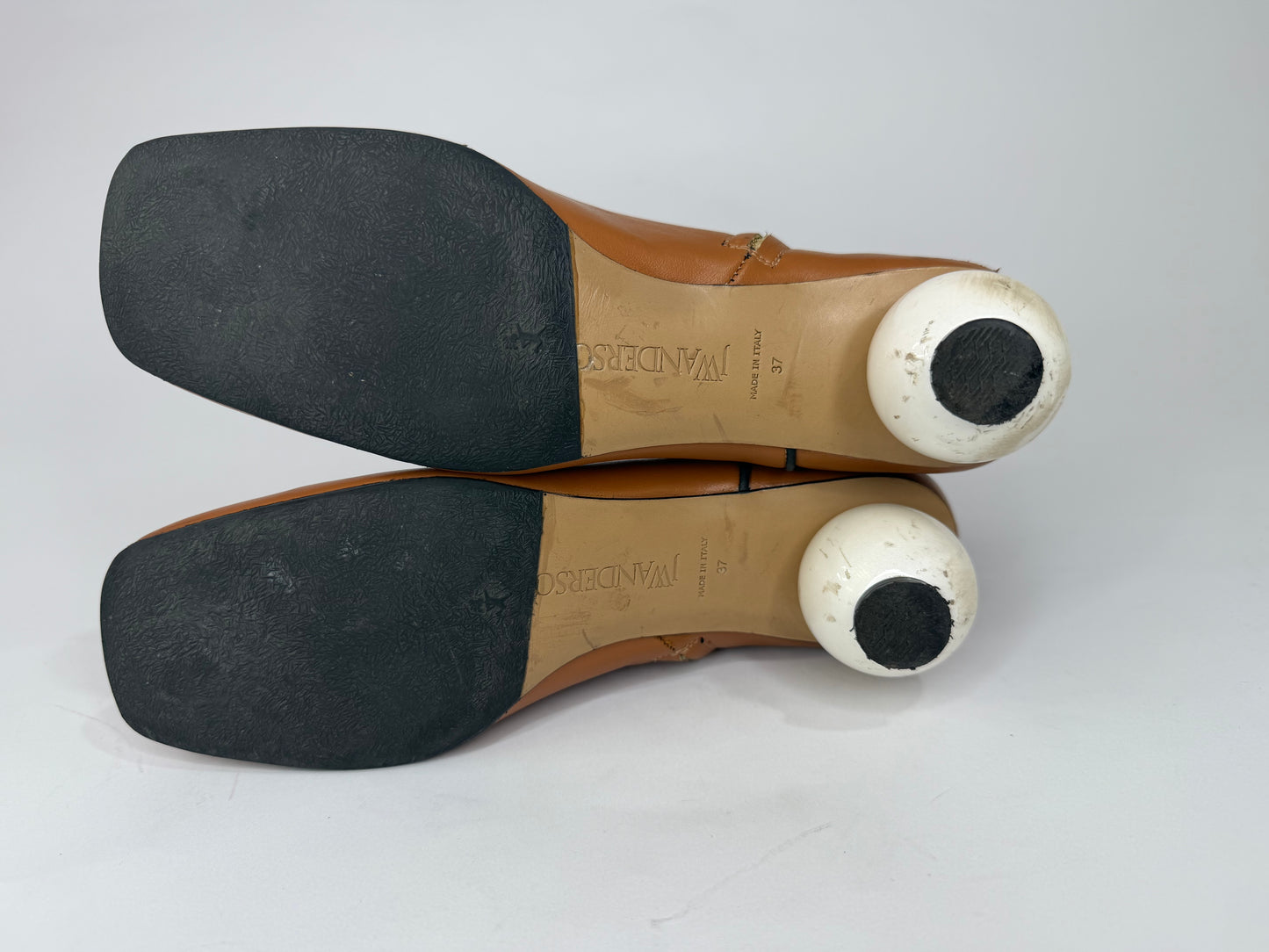 J.W. Anderson Tan Leather Ball-Heel Ankle Boots Size 37 EU/ 7 US / 4 UK
