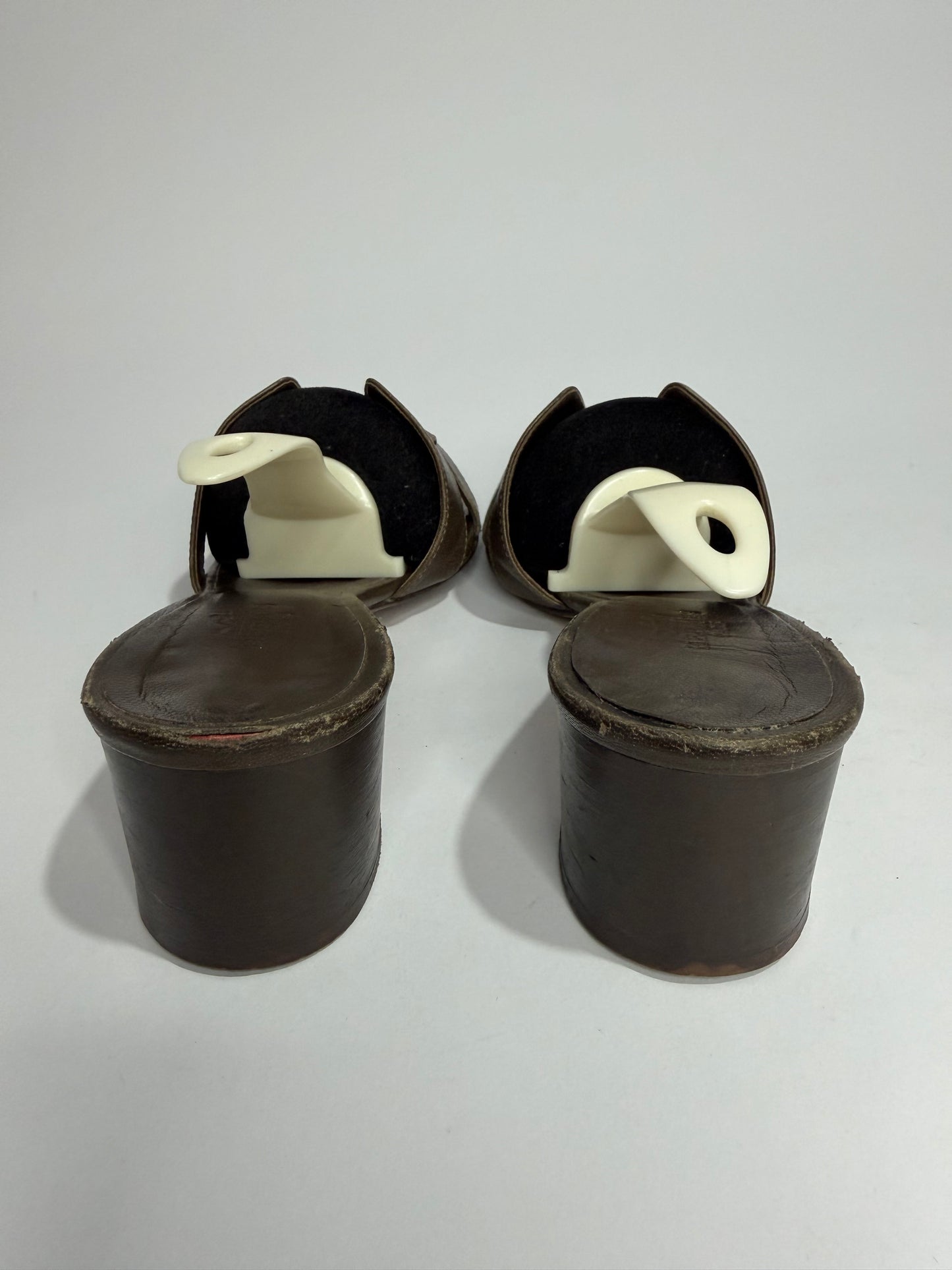 Hermès Oasis H Cut-Out Leather Mule Sandals Brown | Size 37 | Block Heel