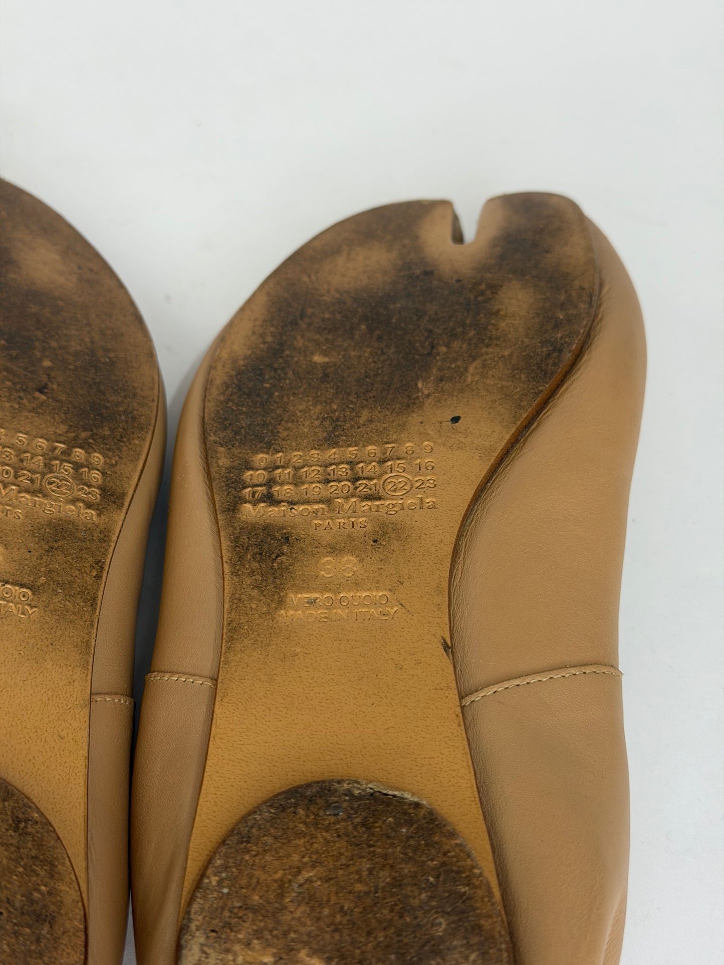 Maison Margiela Tabi Ballet Flats Brown Leather Split-Toe EU 38 / 8 US/ 5 UK