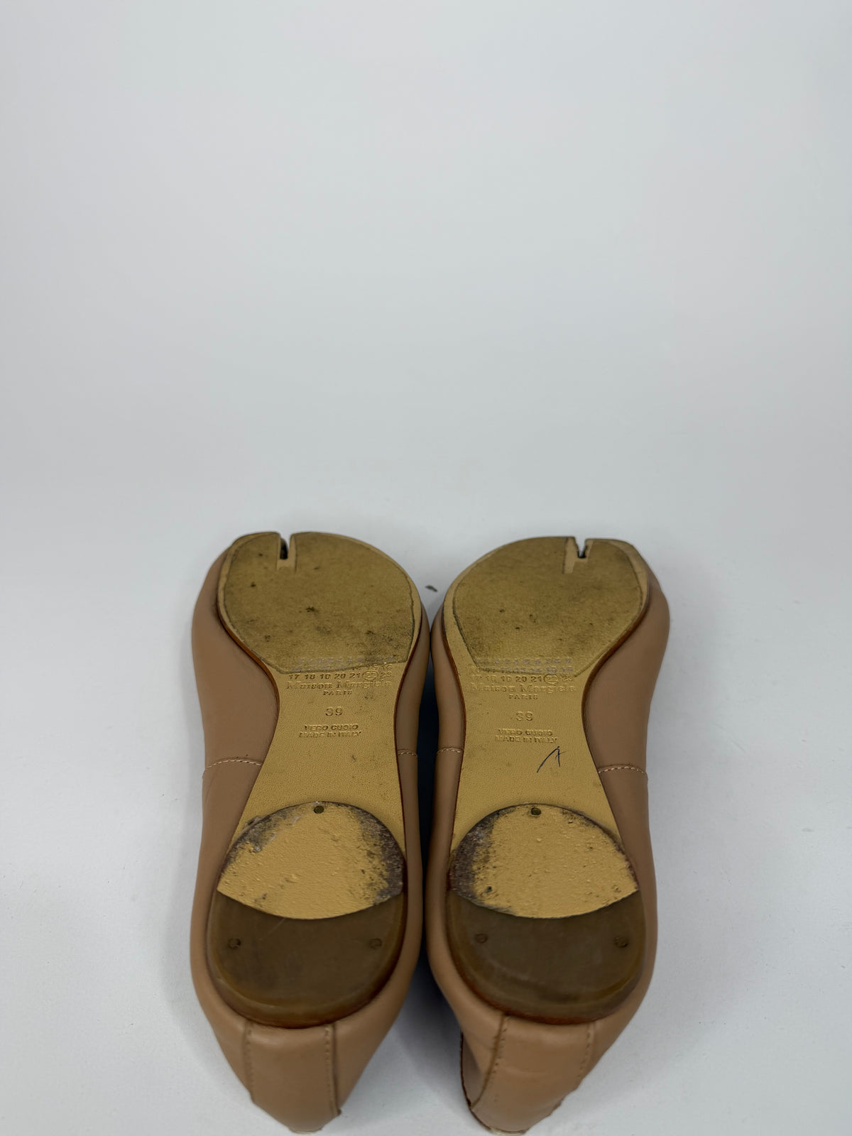 Maison Margiela Tabi Ballet Flats Brown Leather Split-Toe EU 39