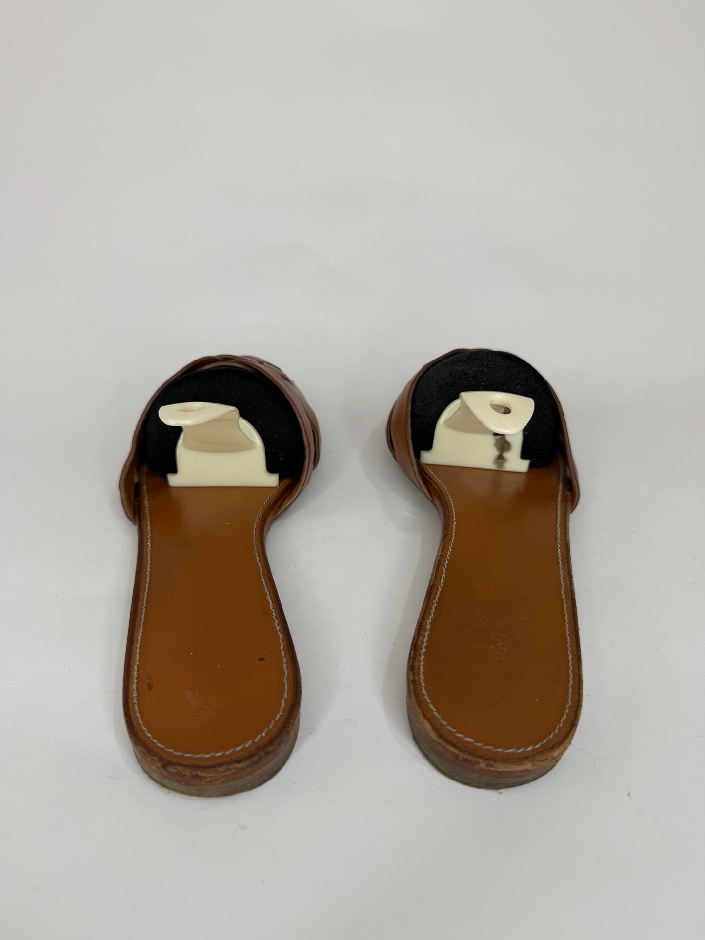 Saint Laurent Paris Brown Leather Tribute Flat Sandals Size 39.5 EU/ 9.5 US / 6.5 UK