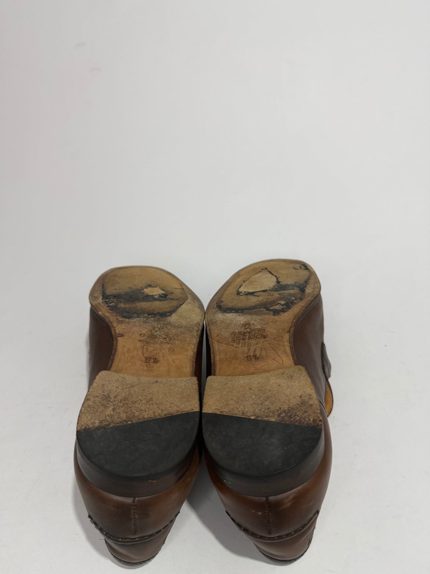 Gucci Brown Leather GG Jordaan Loafers Size 9.5 UK/ 10.5 US