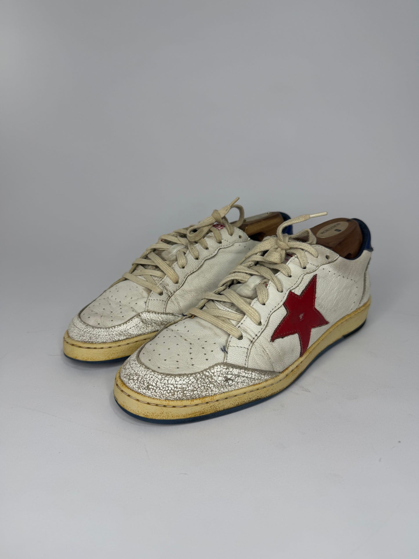 Golden Goose Ball Star Distressed Leather Sneakers White Size 40 EU/ 7 US/ 8 US