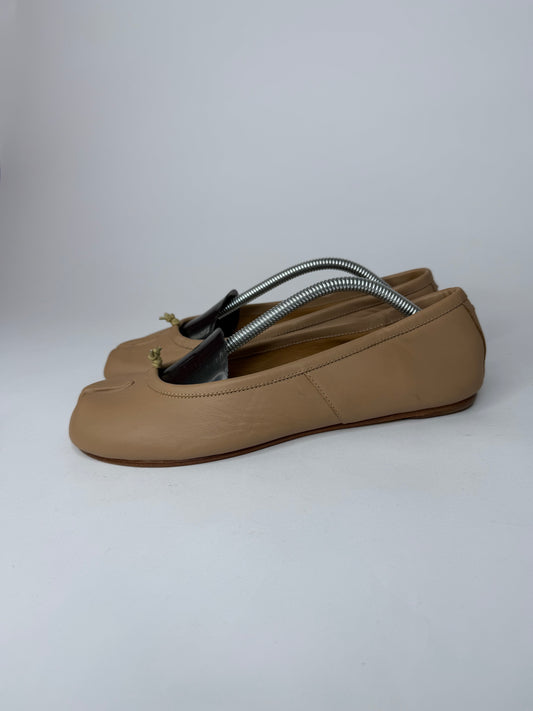 Maison Margiela Tabi Ballet Flats Brown Leather Split-Toe EU 39