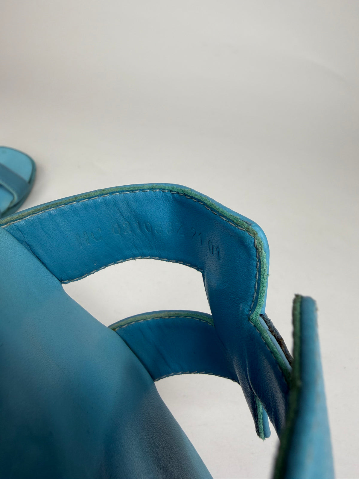 HERMES Blue Box Calfskin Oran Sandals 38 EU/ 8 US / 5 UK