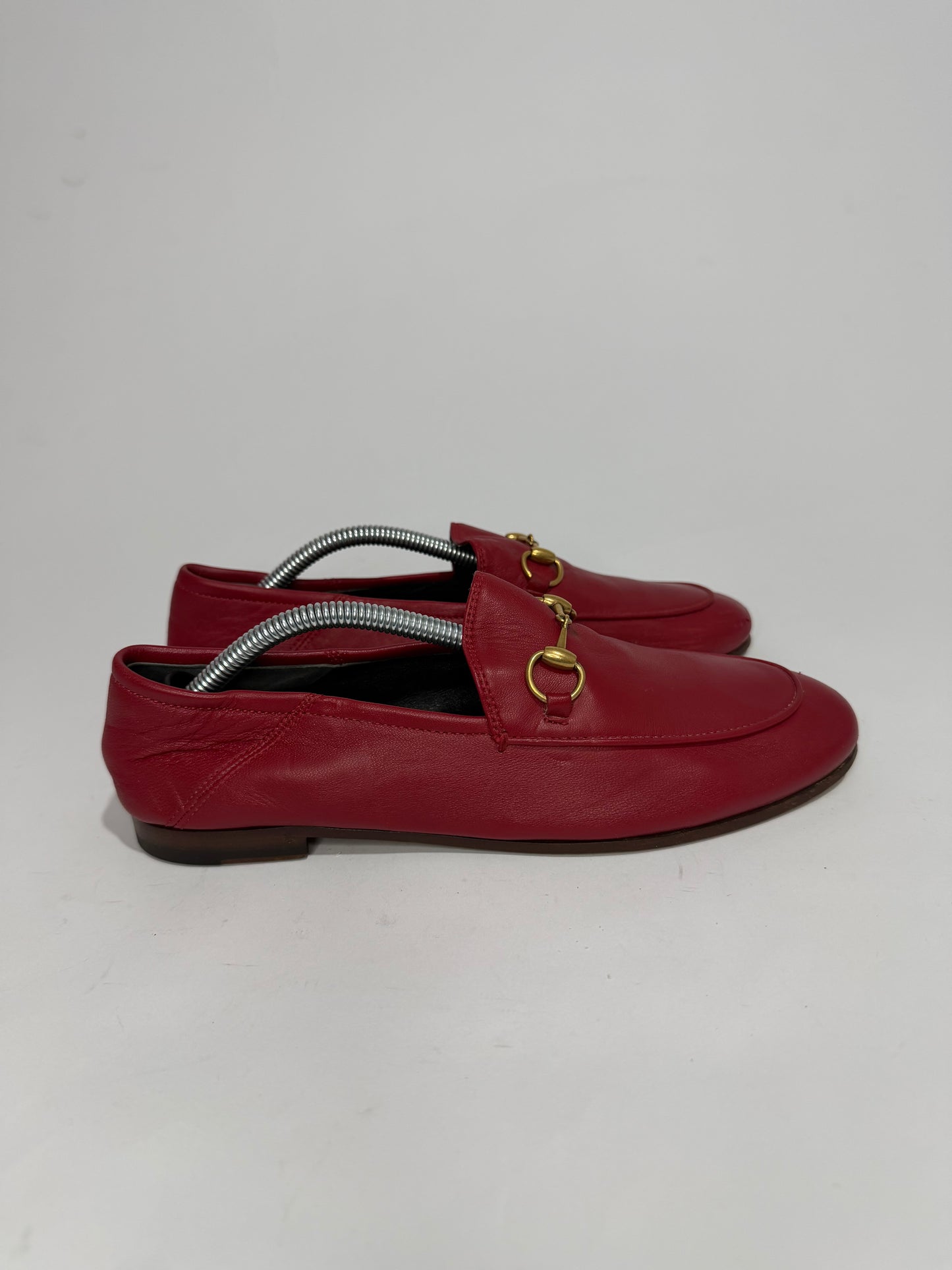 Gucci Red Leather Foldable Horsebit Loafers Size 37/ 7 US/ 4 UK