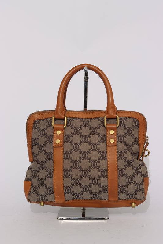 Celine Triomphe Canvas Hand Bag Gray Grey