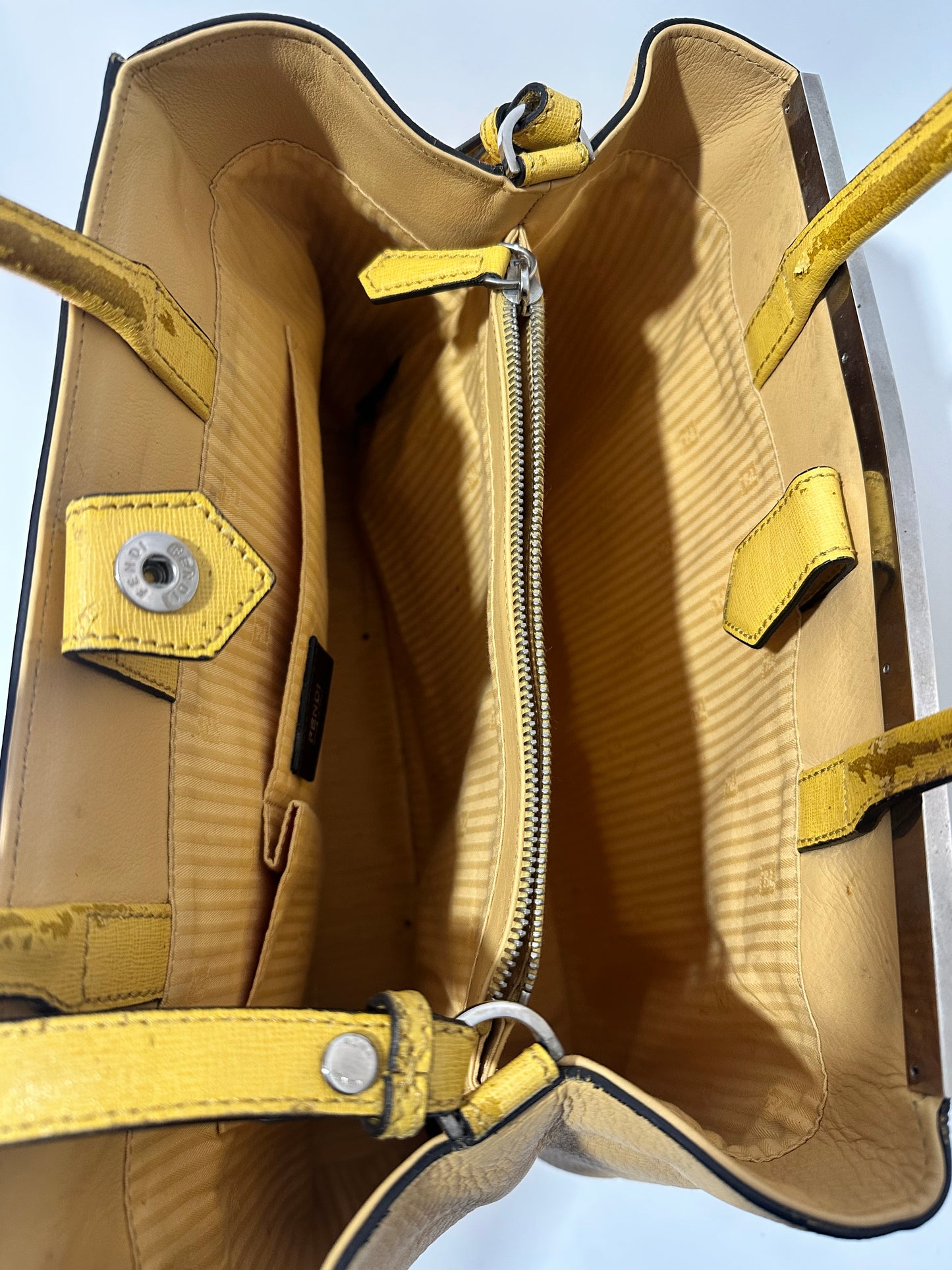 Fendi Yellow Leather Medium 2jours Tote