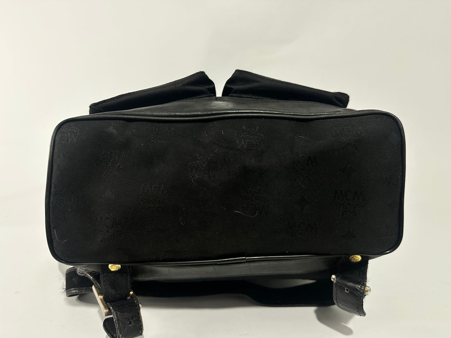 MCM Black Nylon and Leather Drawstring Backpack