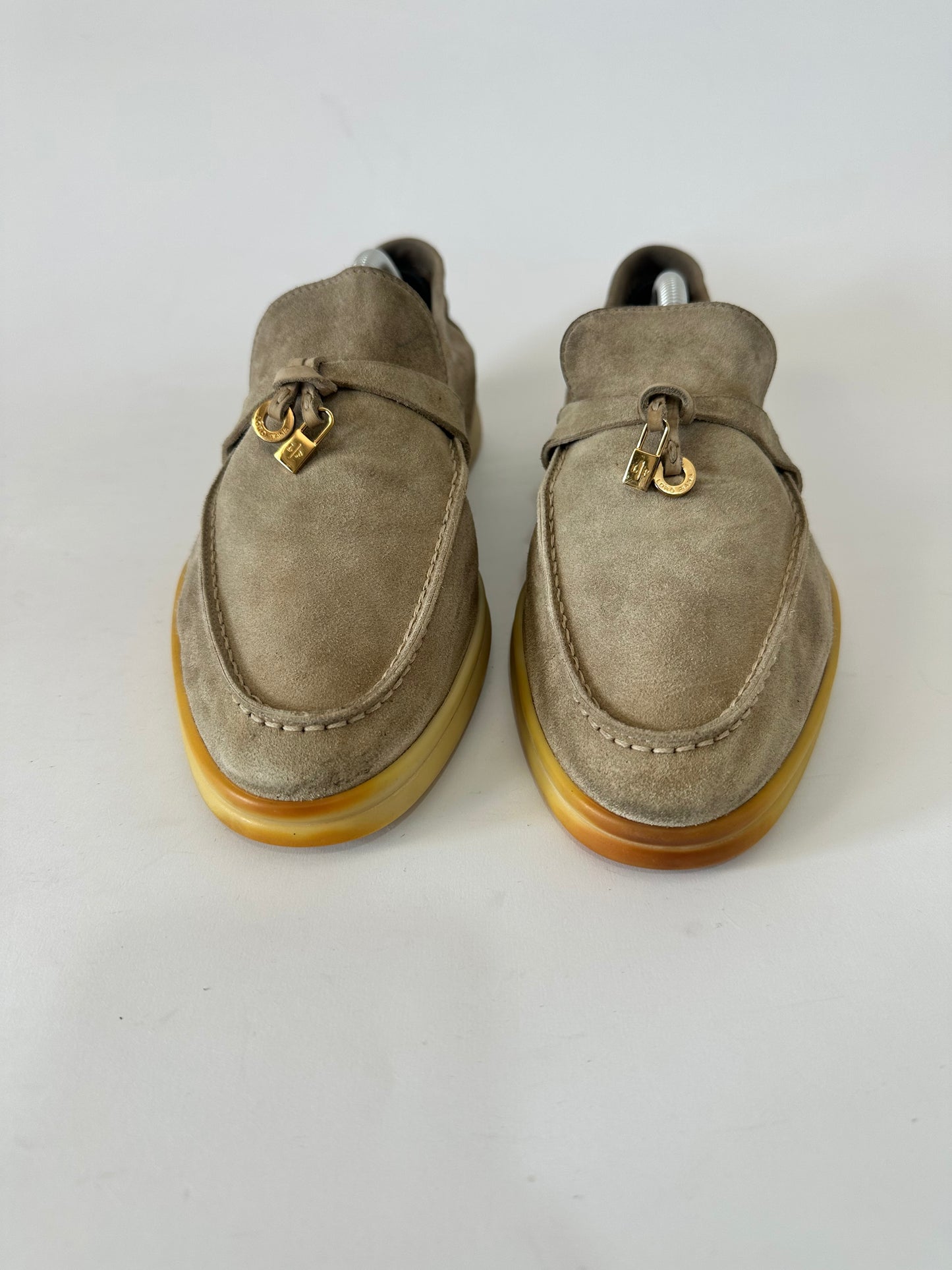 Loro Piana Beige Suede Summer Charms Walk Loafers Size 37