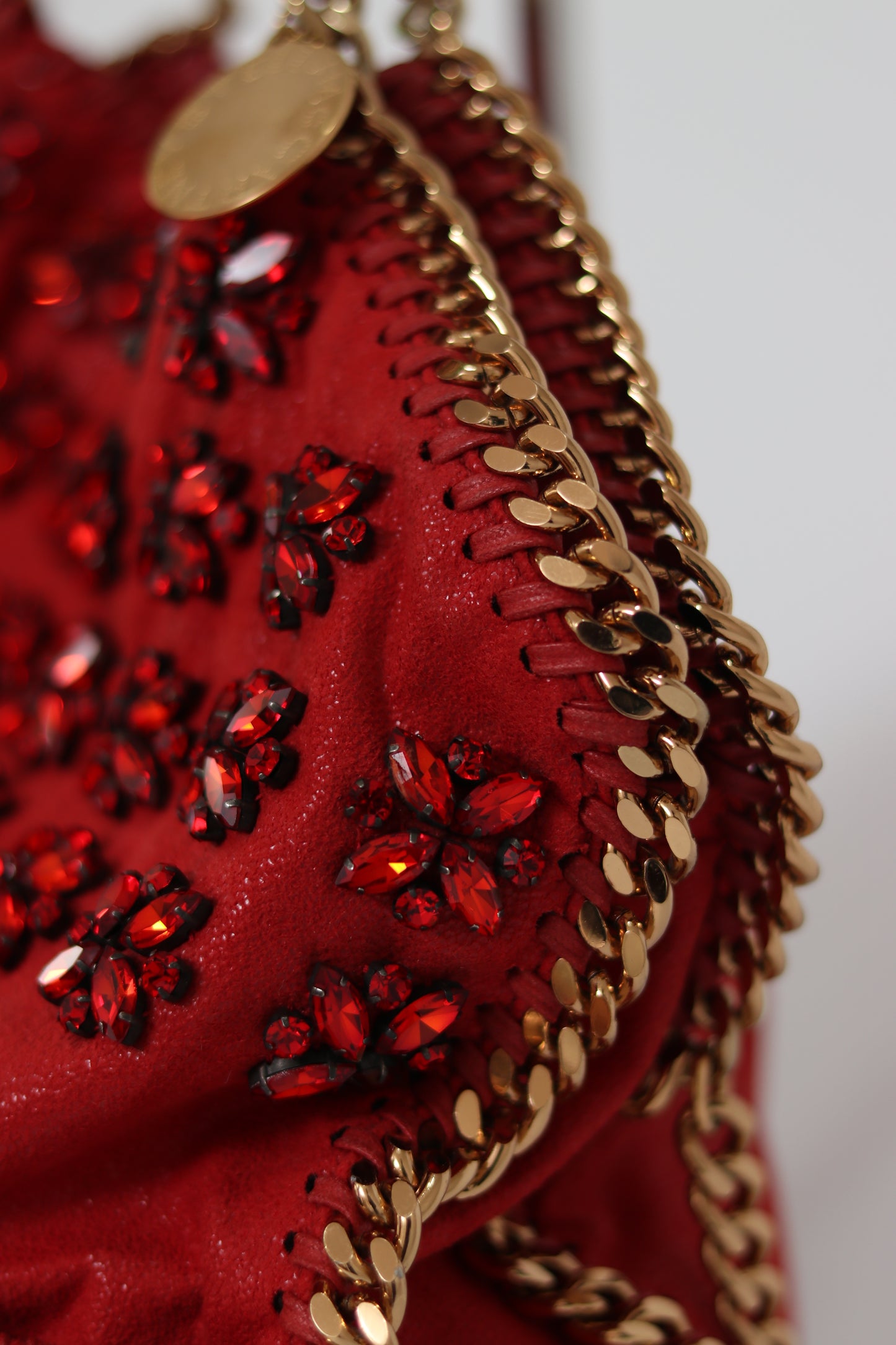 STELLA MCCARTNEY
Red Shaggy Deer Faux-Leather Falabella Fold Over Tote Bag