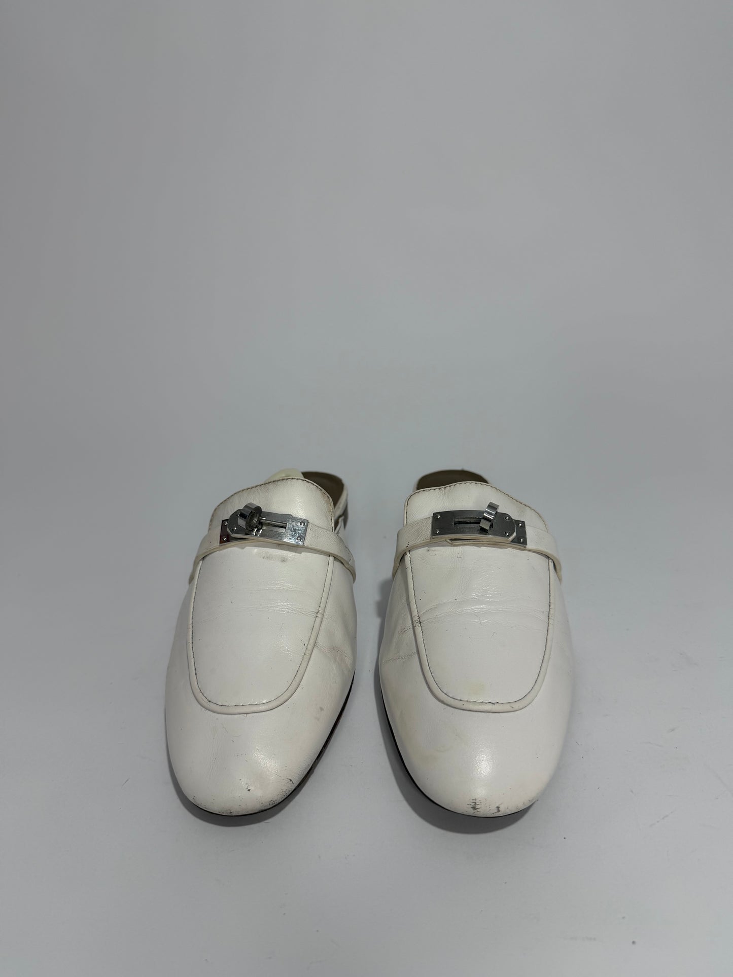 Hermes white Calf Leather Oz Mule Size 38 EU/ 8 US/ 5Uk