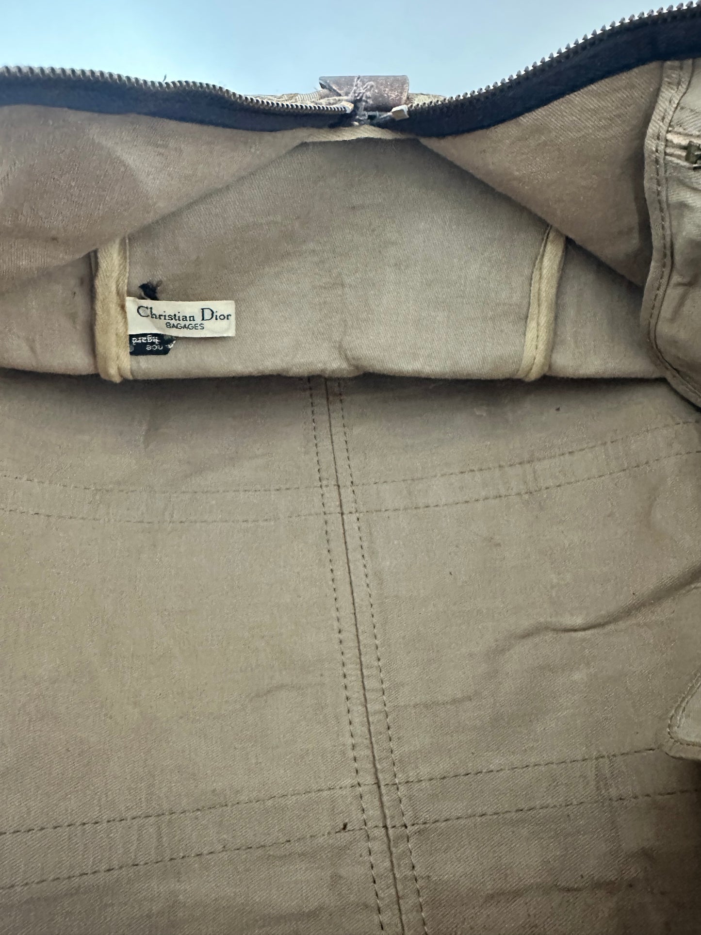 Dior Brown Canvas Oblique Large Boston Bag