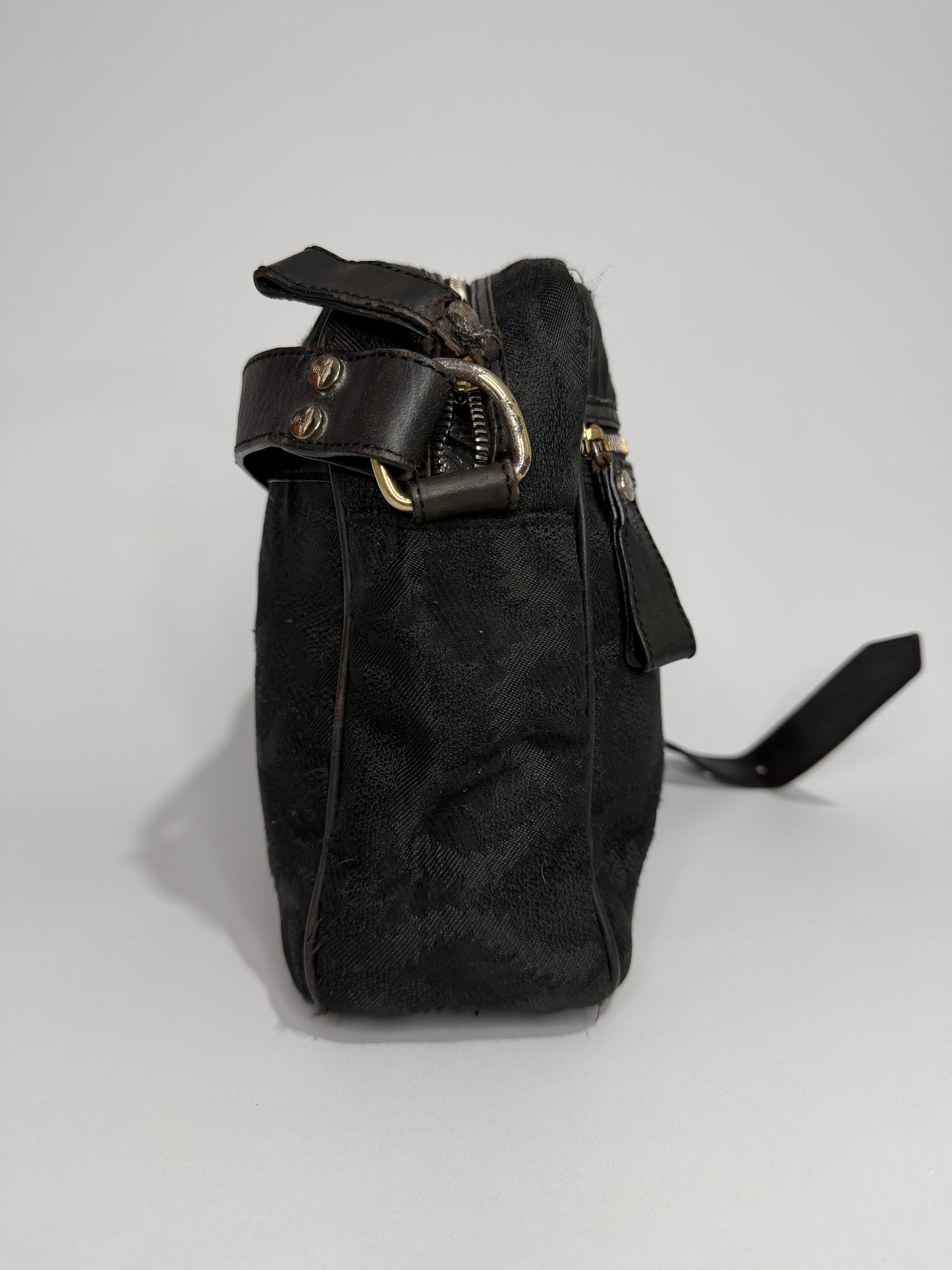 Vivienne Westwood Orb Jacquard Mini Crossbody Bag – Black Canvas & Leather Trim
