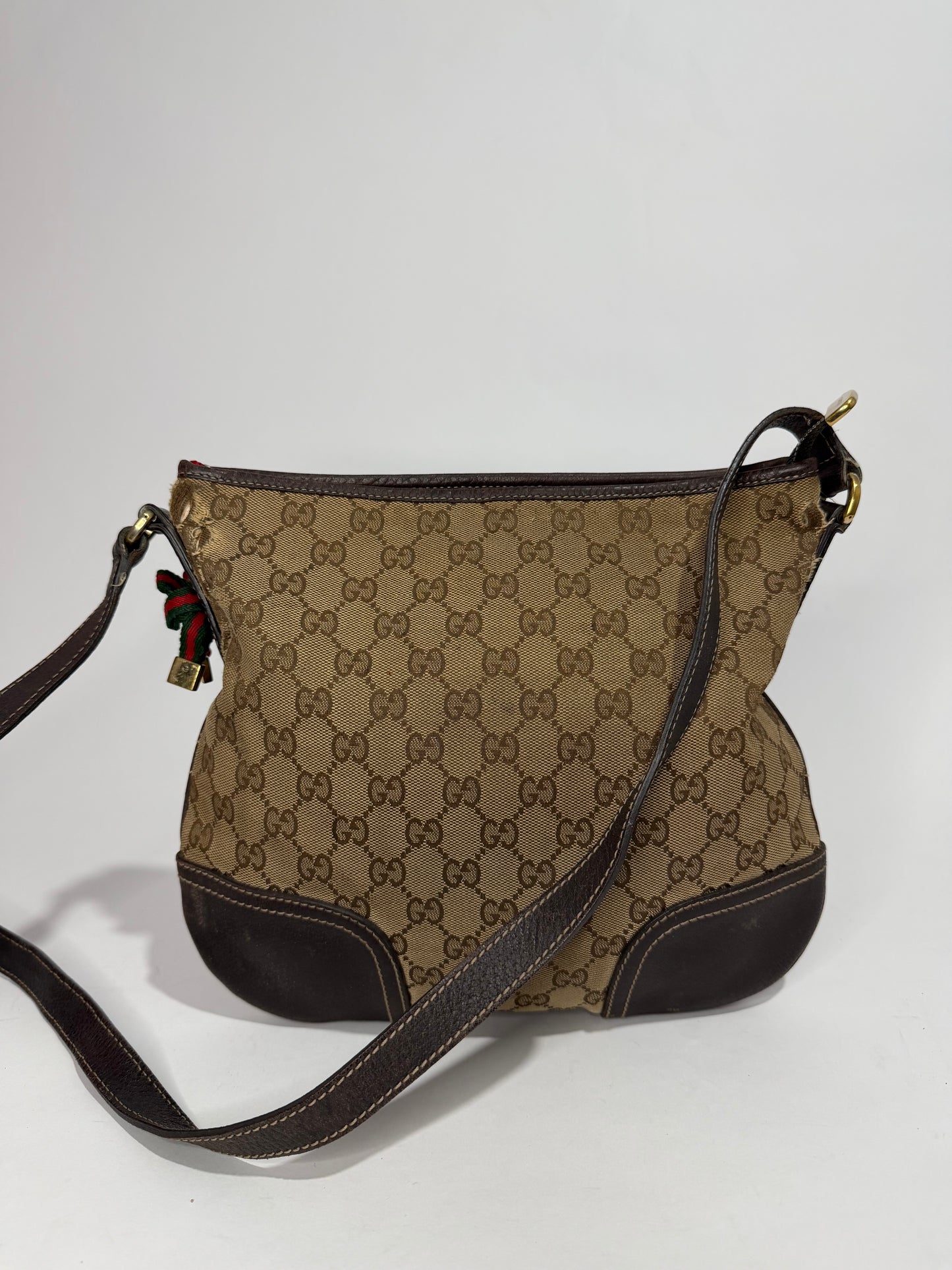Gucci Beige/Brown GG Canvas and Leather Mayfair Bow Crossbody Bag