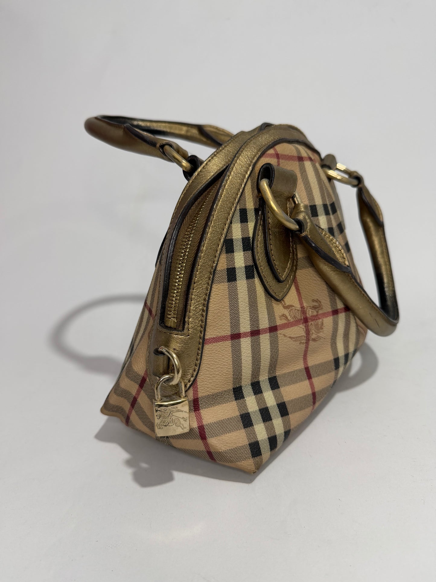 Burberry Haymarket Check Coated Canvas Small Thornley Bowling Bag