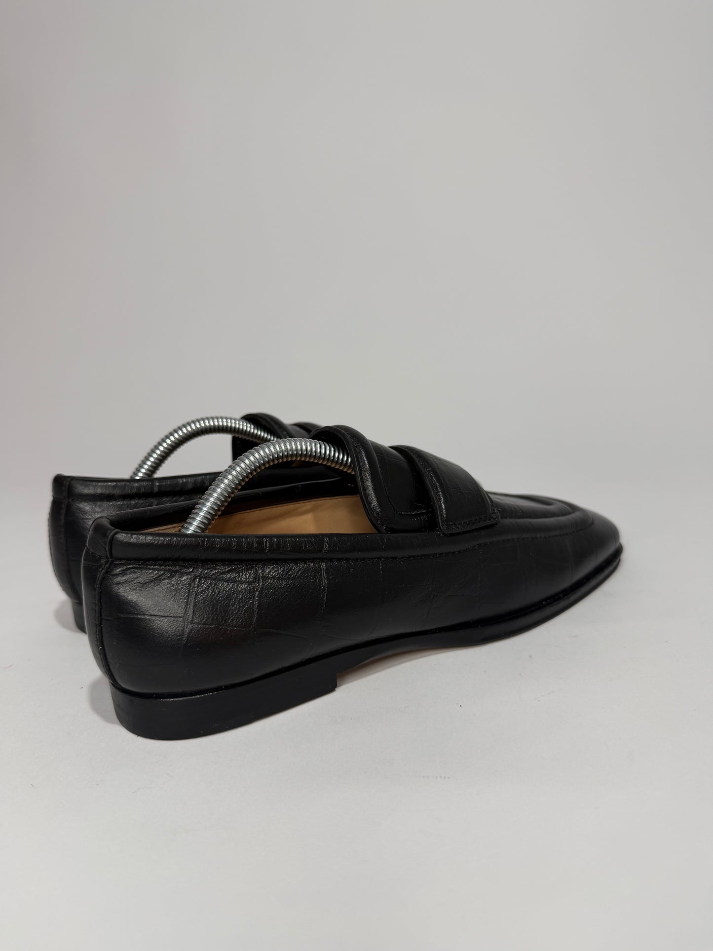 Bottega Veneta Black Croc Loafers Size 36 EU