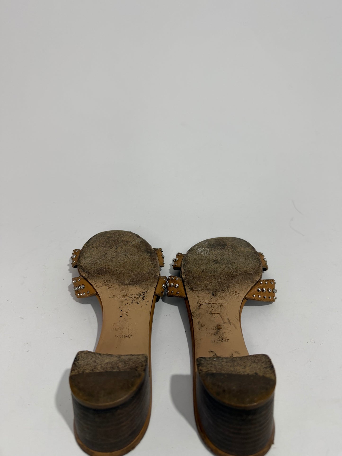 Hermes Brown Leather Oasis Slide Sandals Size 37 EU/ 7 US / 4 UK