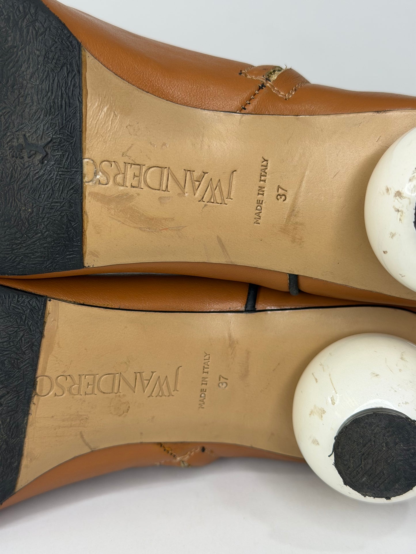 J.W. Anderson Tan Leather Ball-Heel Ankle Boots Size 37 EU/ 7 US / 4 UK