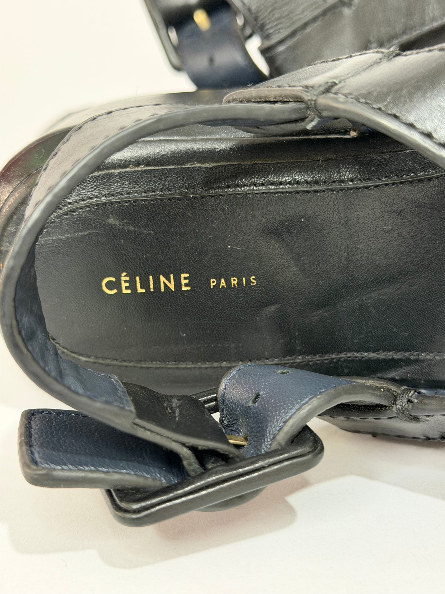CÉLINE PHOEBE PHILO ALPHABET BAMBOO SANDALS SIZE 37EU/ 7 US