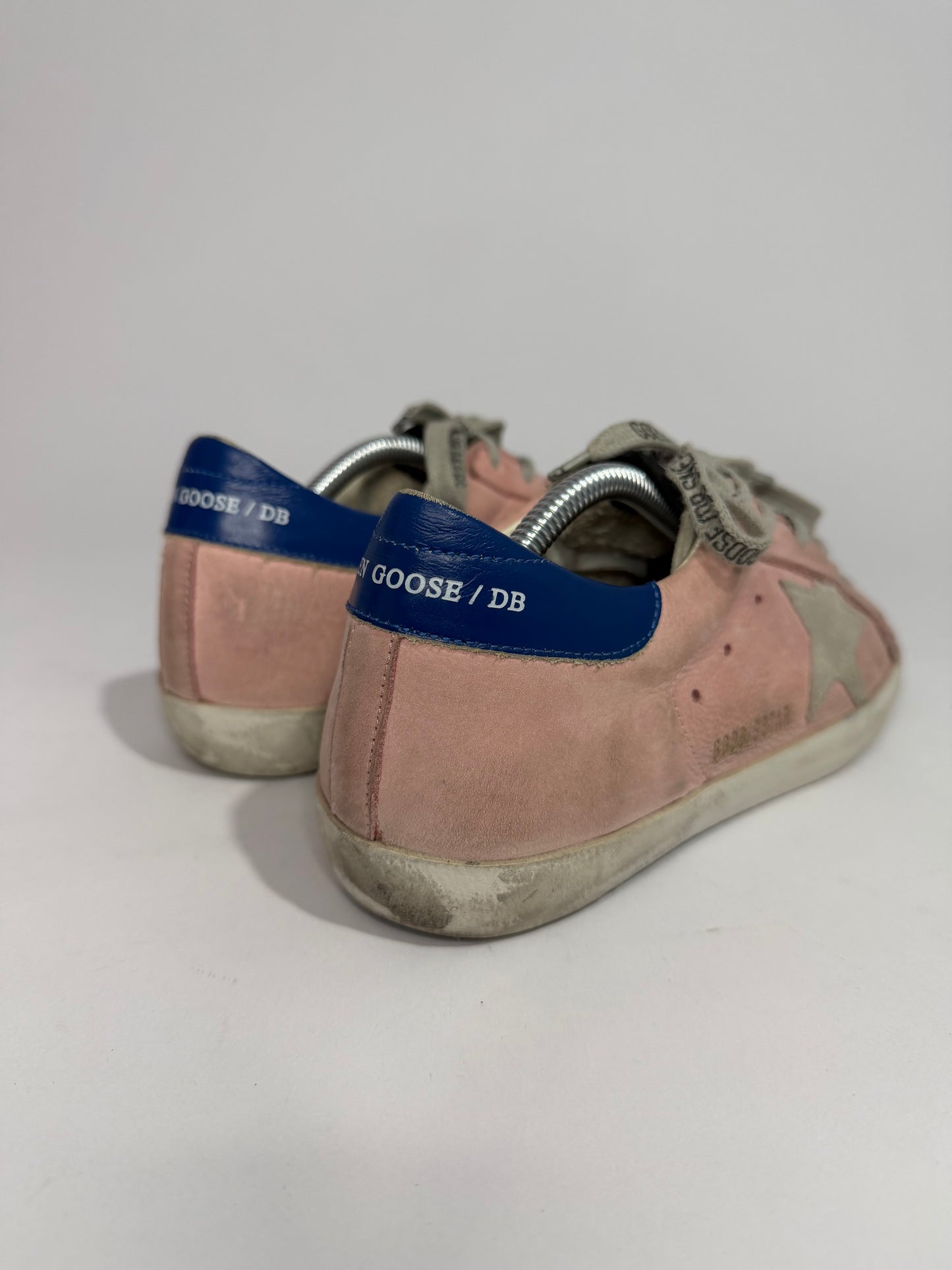 Golden Goose Superstar Pink Suede & Blue Heel Tab Distressed Sneakers Size 37 EU/ 7 US/ 4 UK