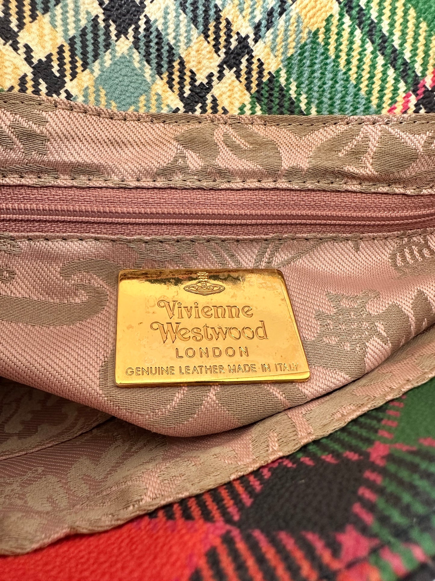 Vivienne Westwood leather Plaid Canvas Crossbody Bag