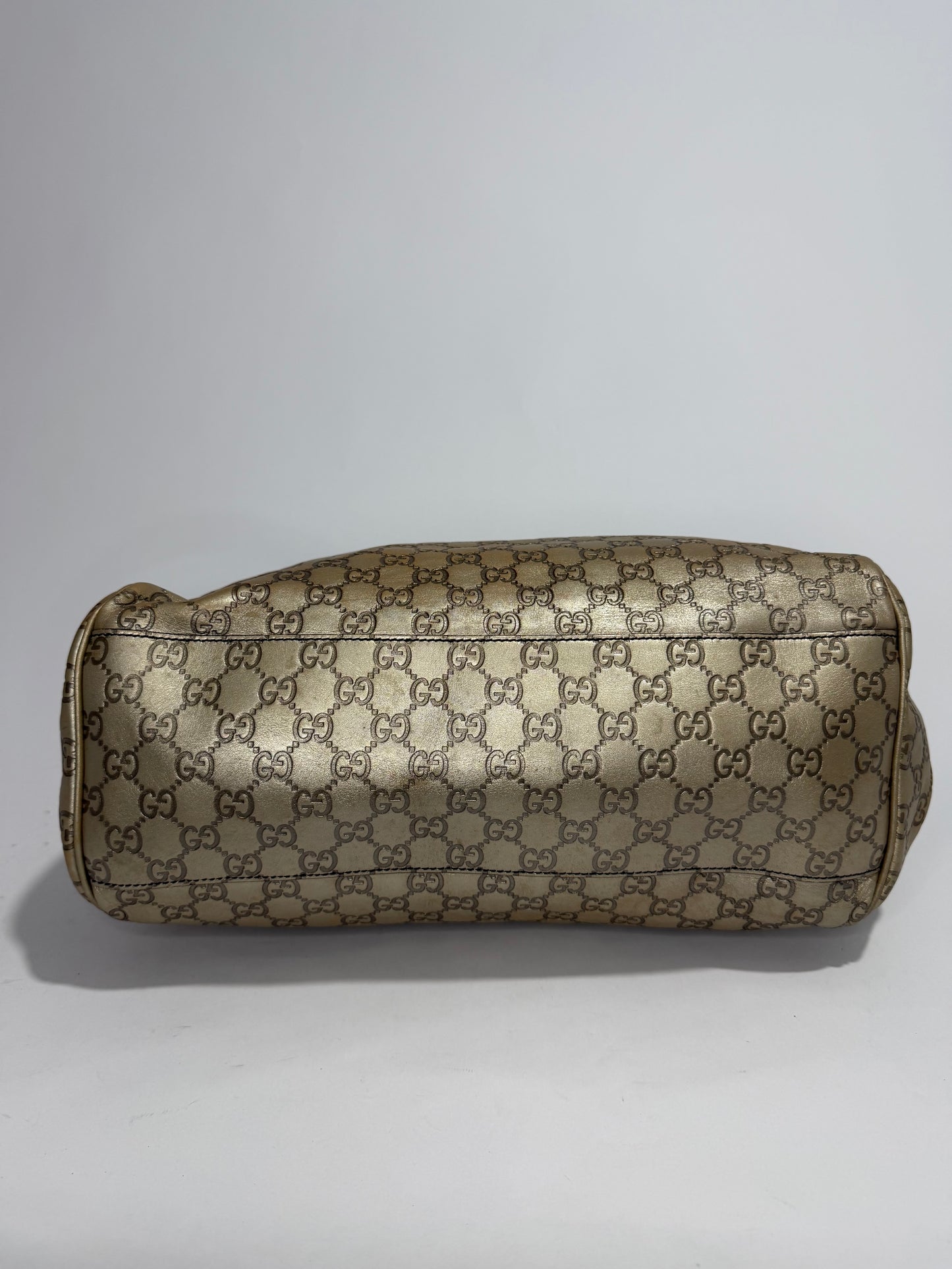 Gucci Beige Metallic Guccissima eather Large Emily Chain Shoulder Bag
