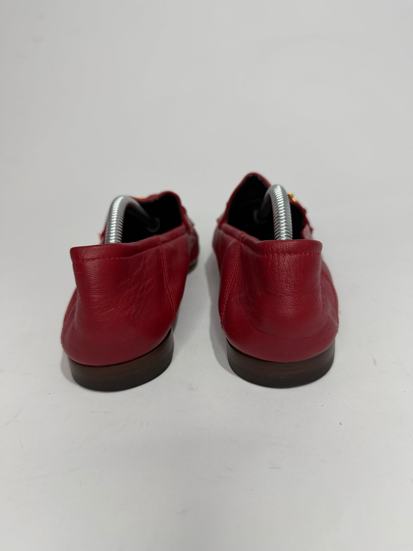 Gucci Red Leather Foldable Horsebit Loafers Size 37/ 7 US/ 4 UK