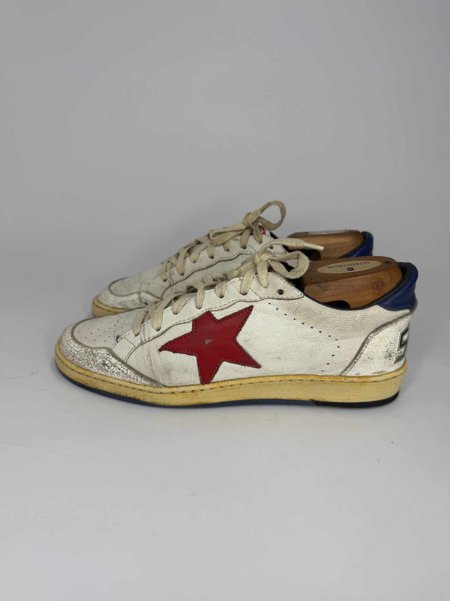 Golden Goose Ball Star Distressed Leather Sneakers White Size 40 EU/ 7 US/ 8 US