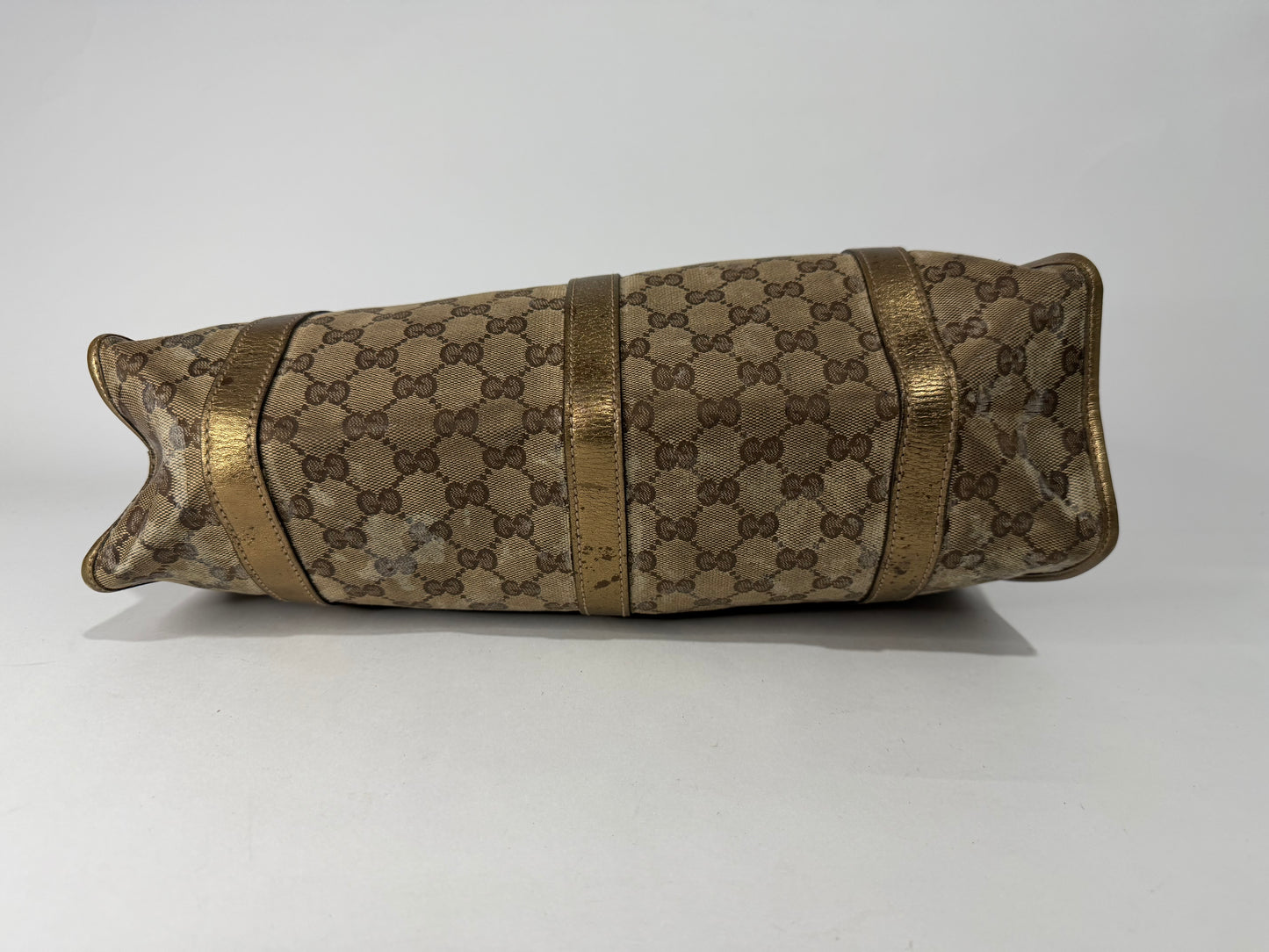 Gucci Gold/Beige GG Crystal Canvas and Leather Medium Joy Shoulder Bag