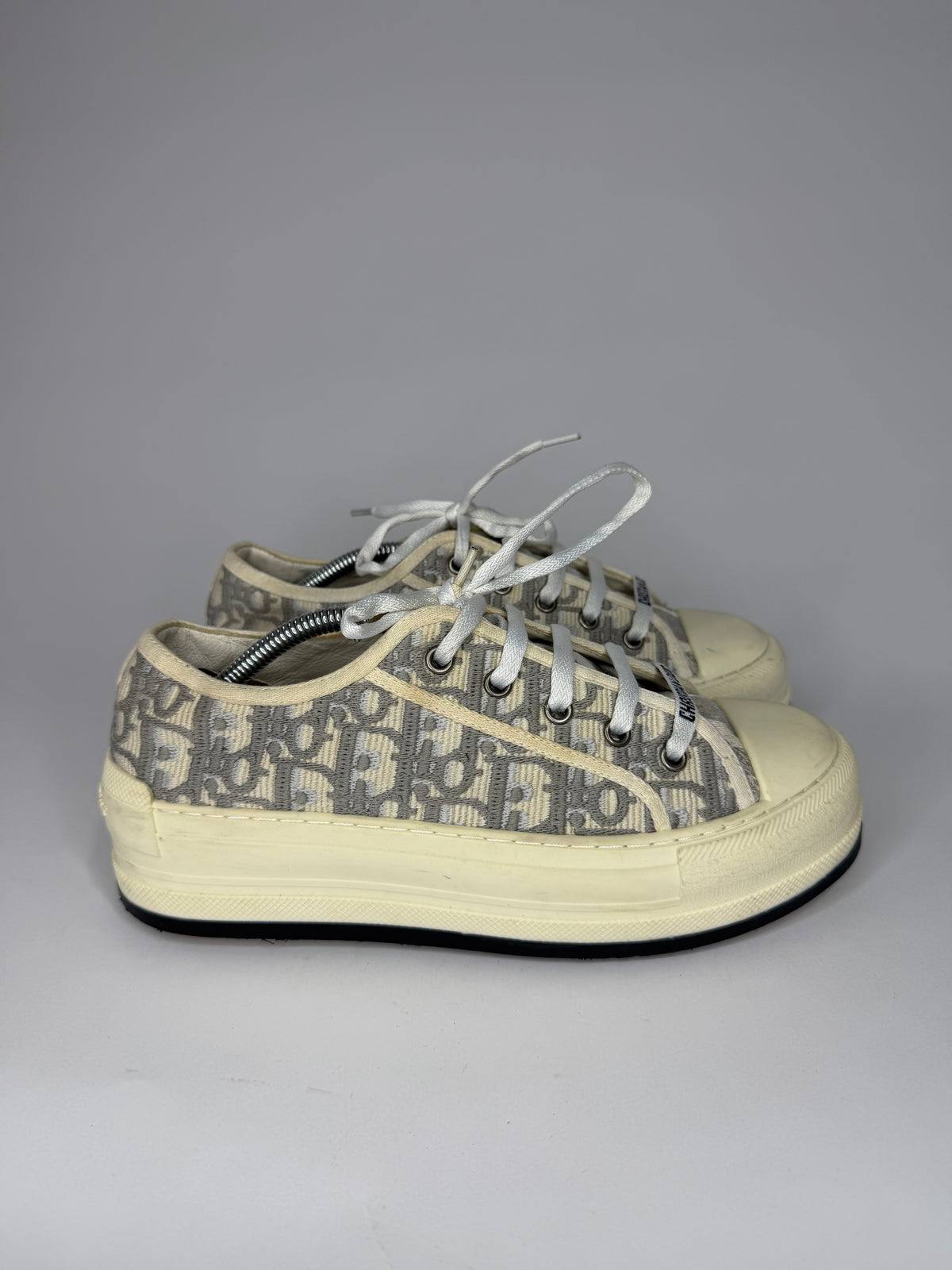 Dior Walk'n'Dior Beige/Grey Oblique Jacquard Lace Up Sneakers Size 38 EU/ 8 US/ 5 UK