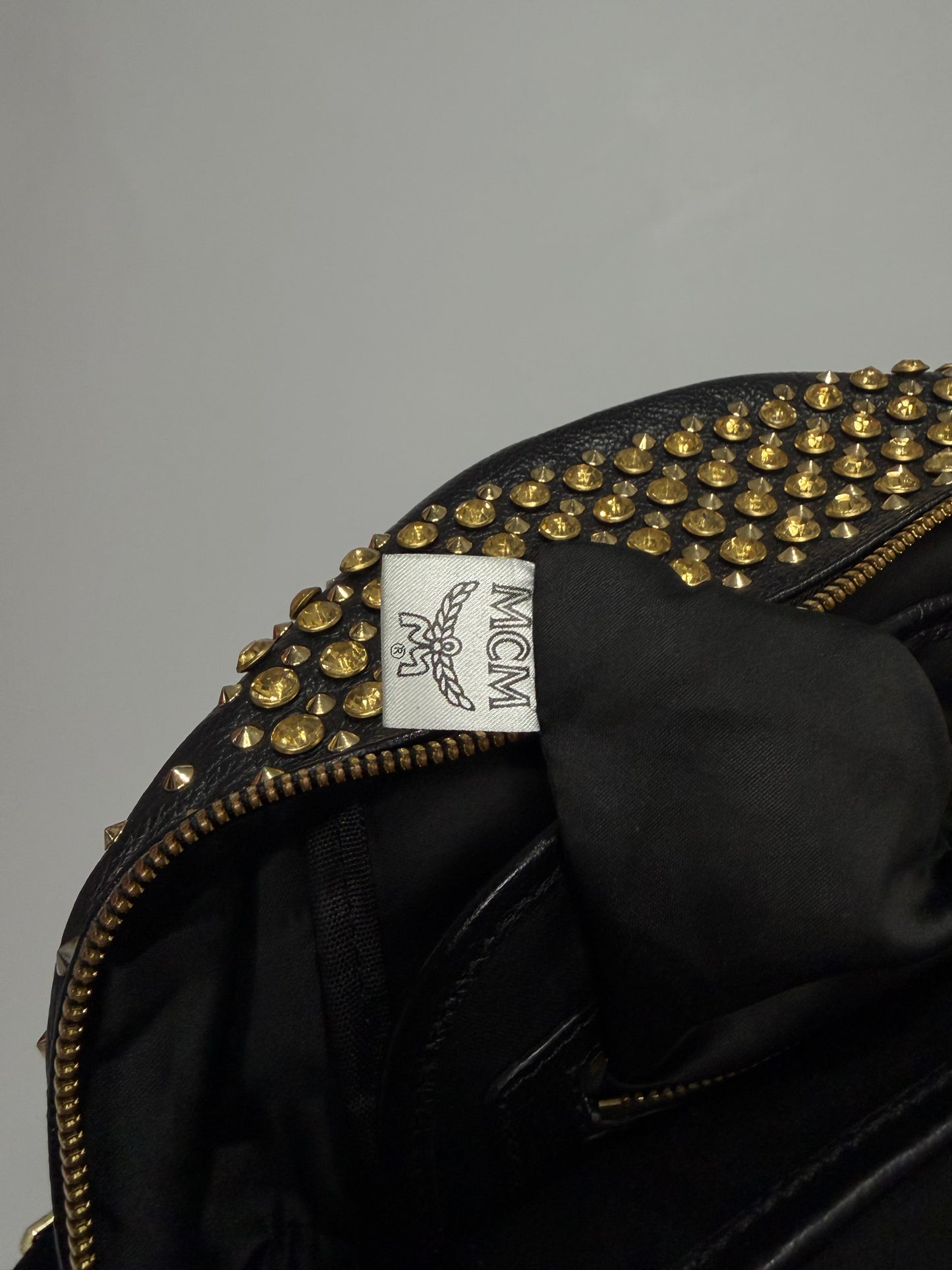 MCM Black Crystal Embellished Leather X Strak Backpack