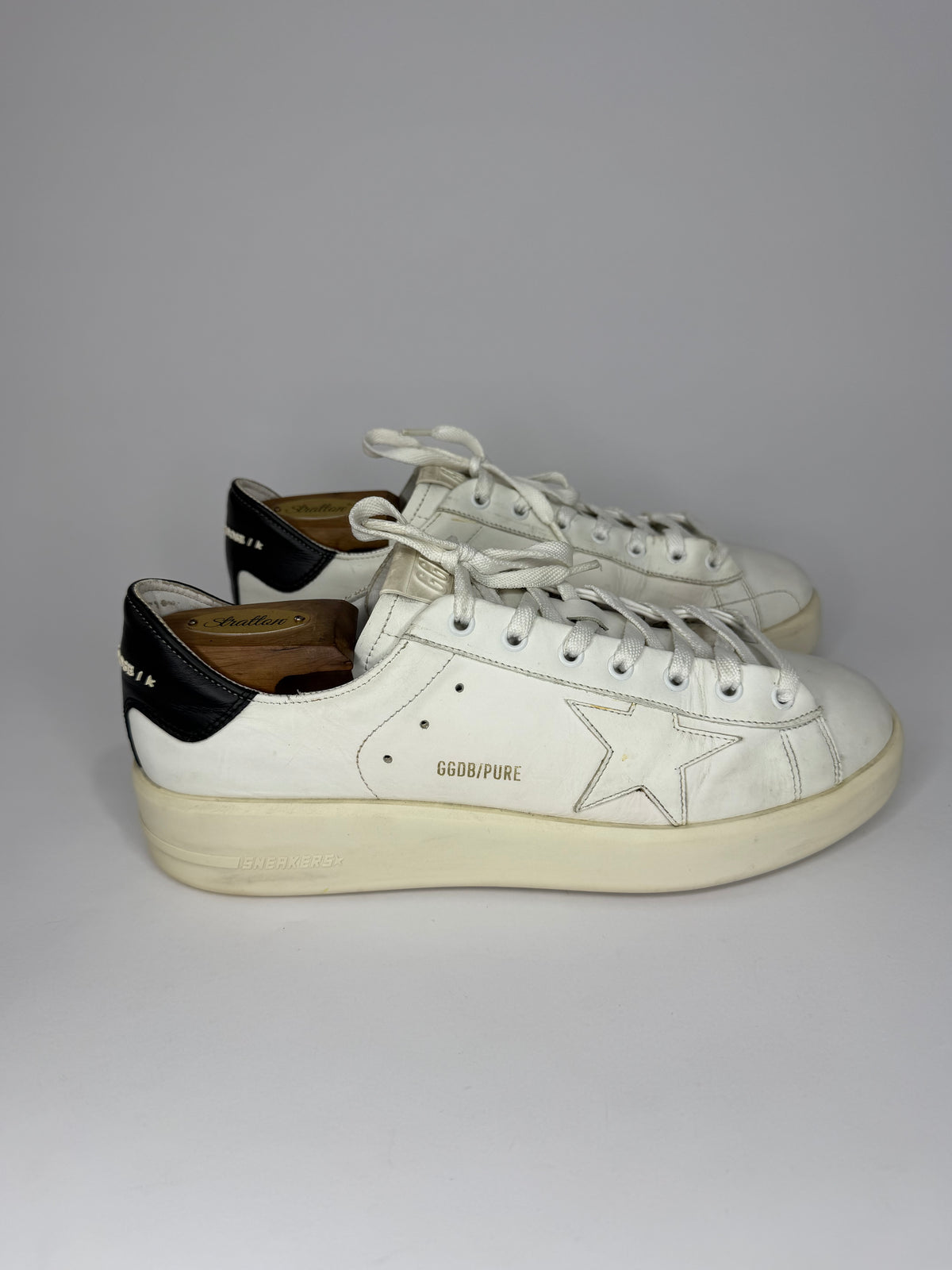 Golden Goose PureStar Size 43 White/Black Leather Low Top Sneakers