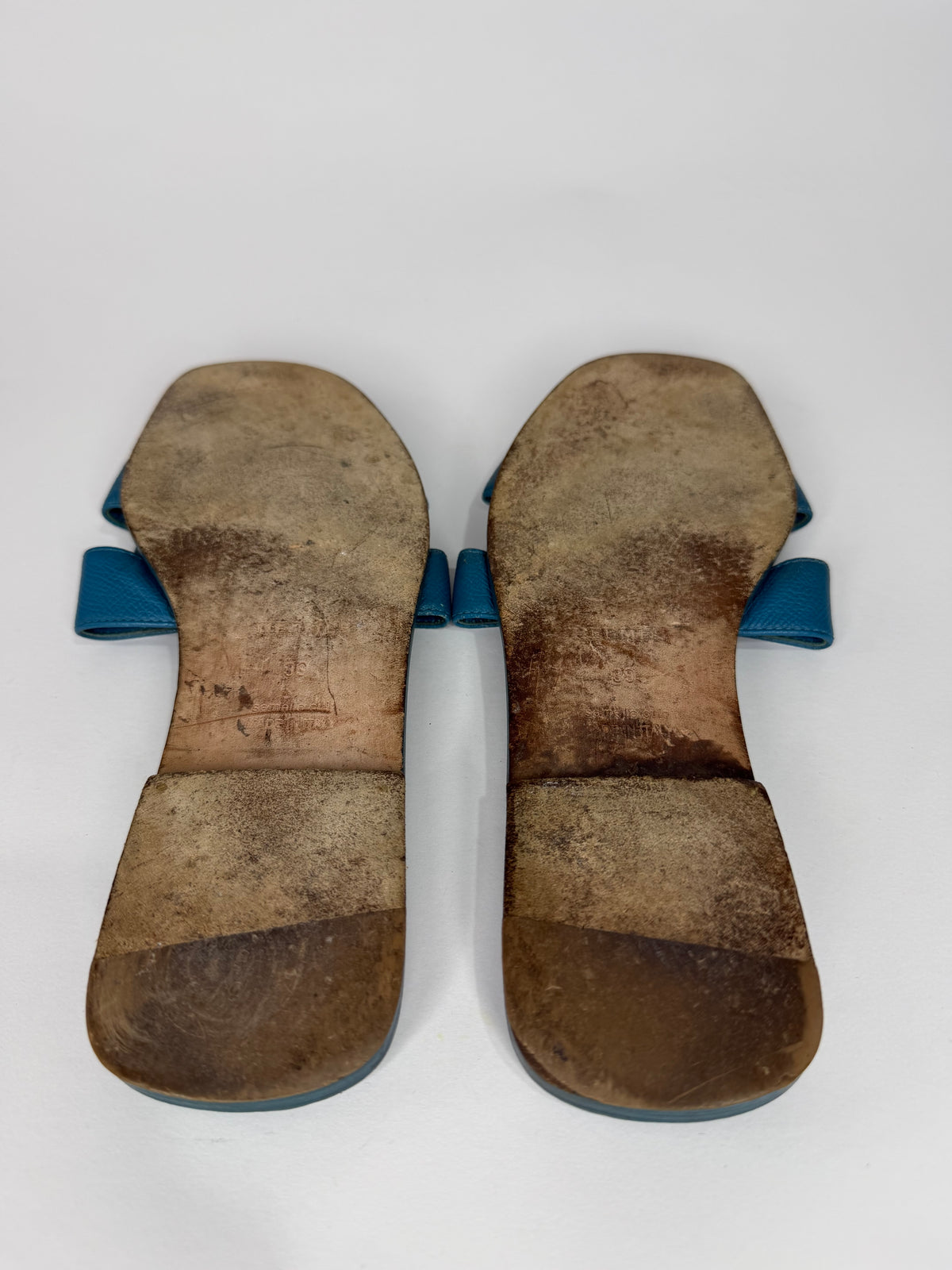 HERMES Blue Box Calfskin Oran Sandals 39 EU/ 9 US / 6 UK