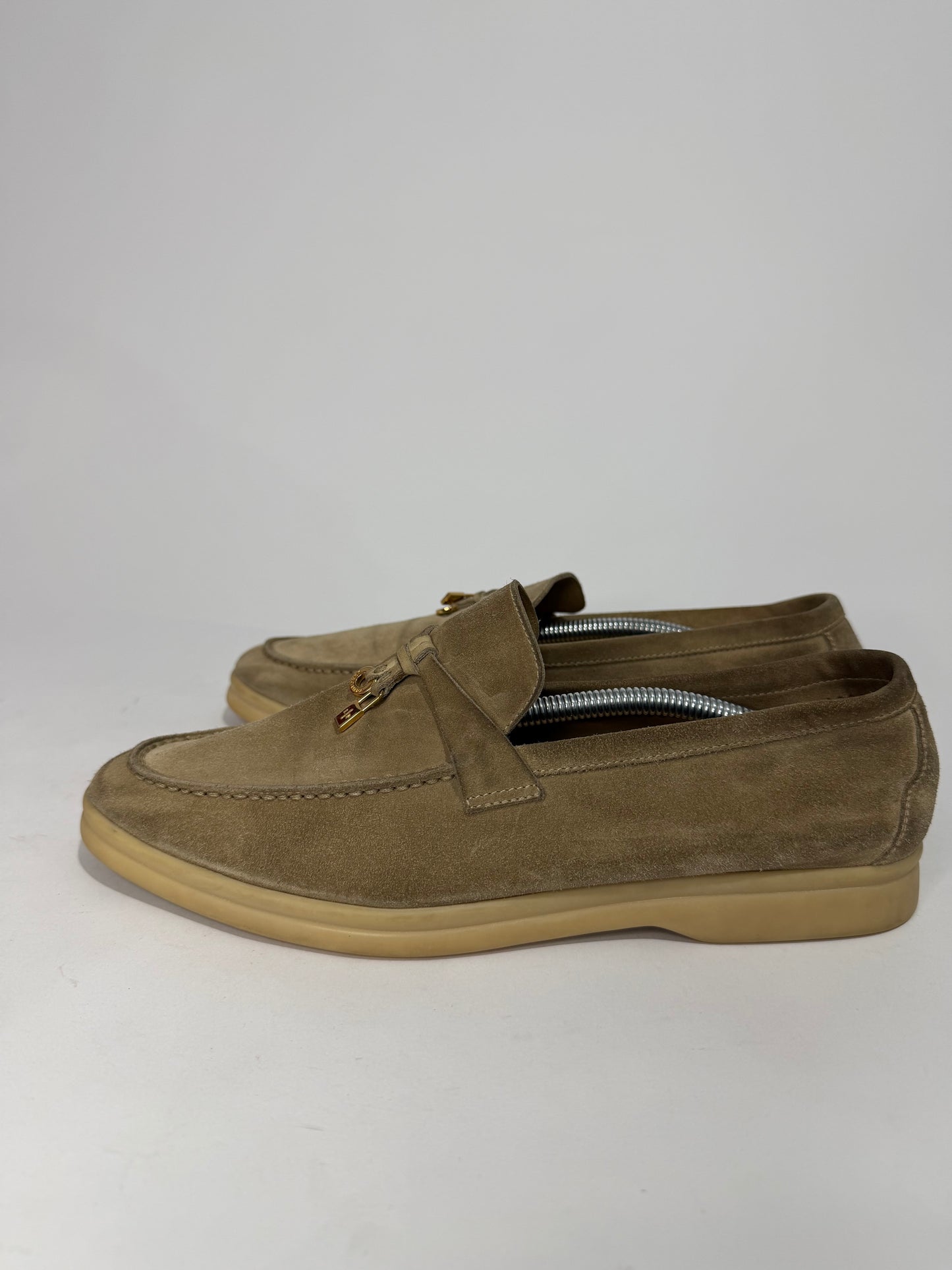 Loro Piana Beige Suede Summer Charms Walk Slip On Loafers Size 40 EU/10 US