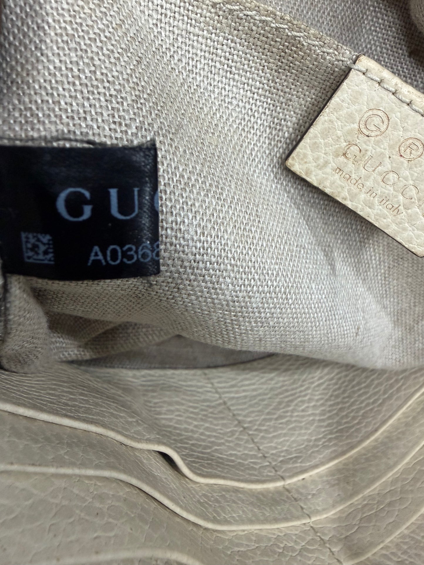 GUCCI
Monogram Dollar Calfskin Mini Bree Messenger Bag Beige Ebony Avoire
