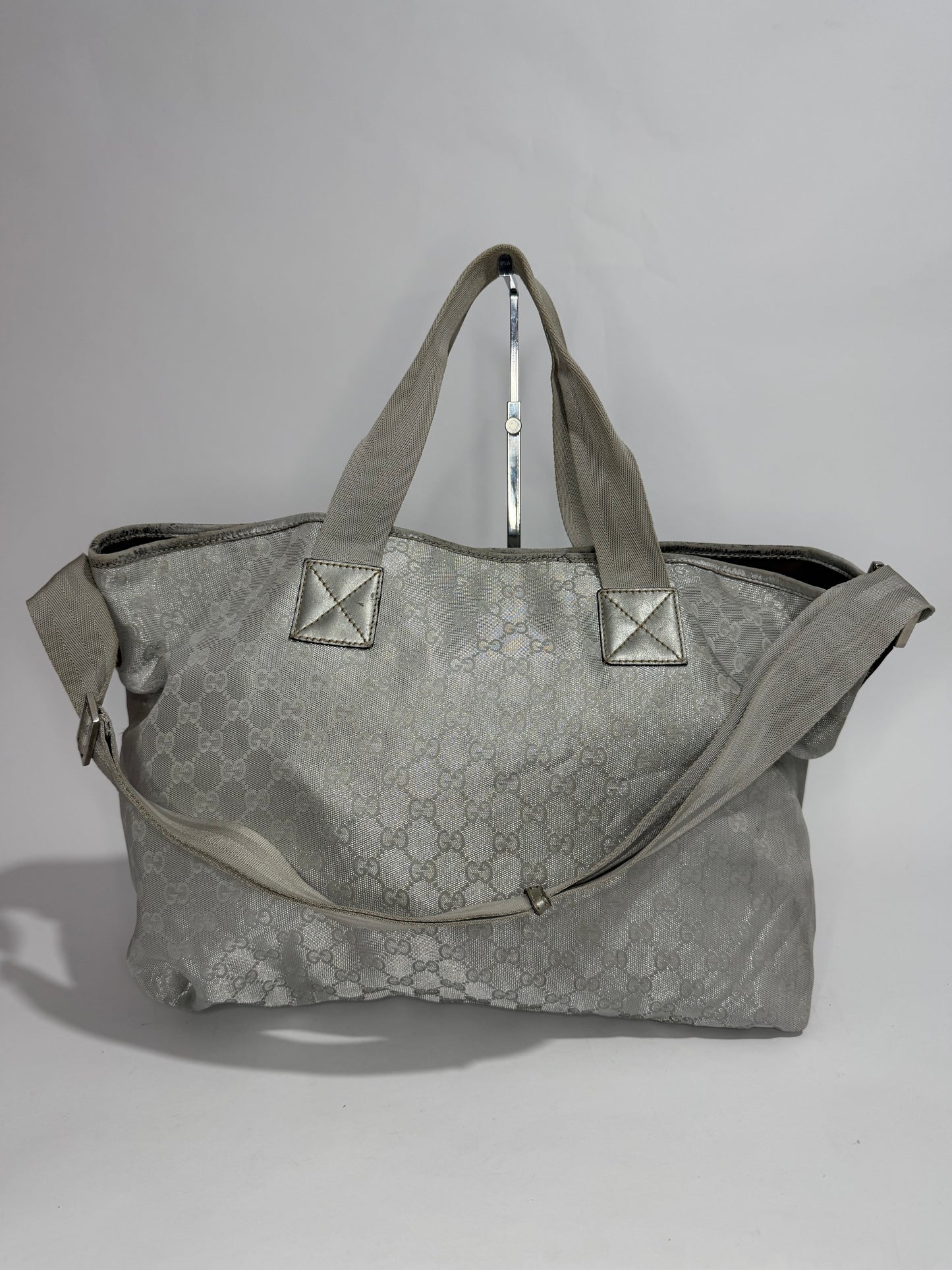 GUCCI
Metallic Silver GG Canvas Travel Tote