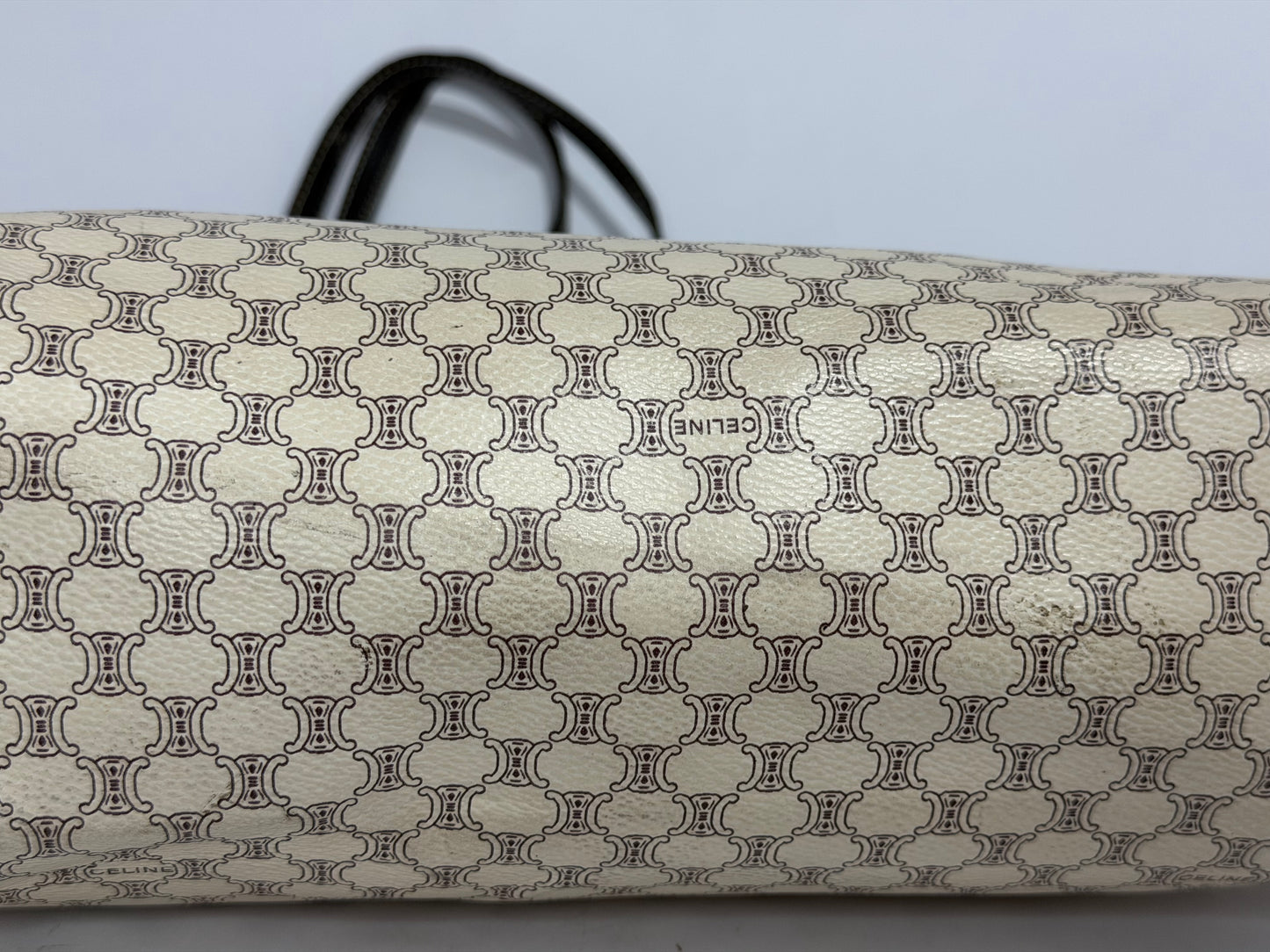 CELINE Macadam Monogram Coated Canvas Tote Bag Cream/Black