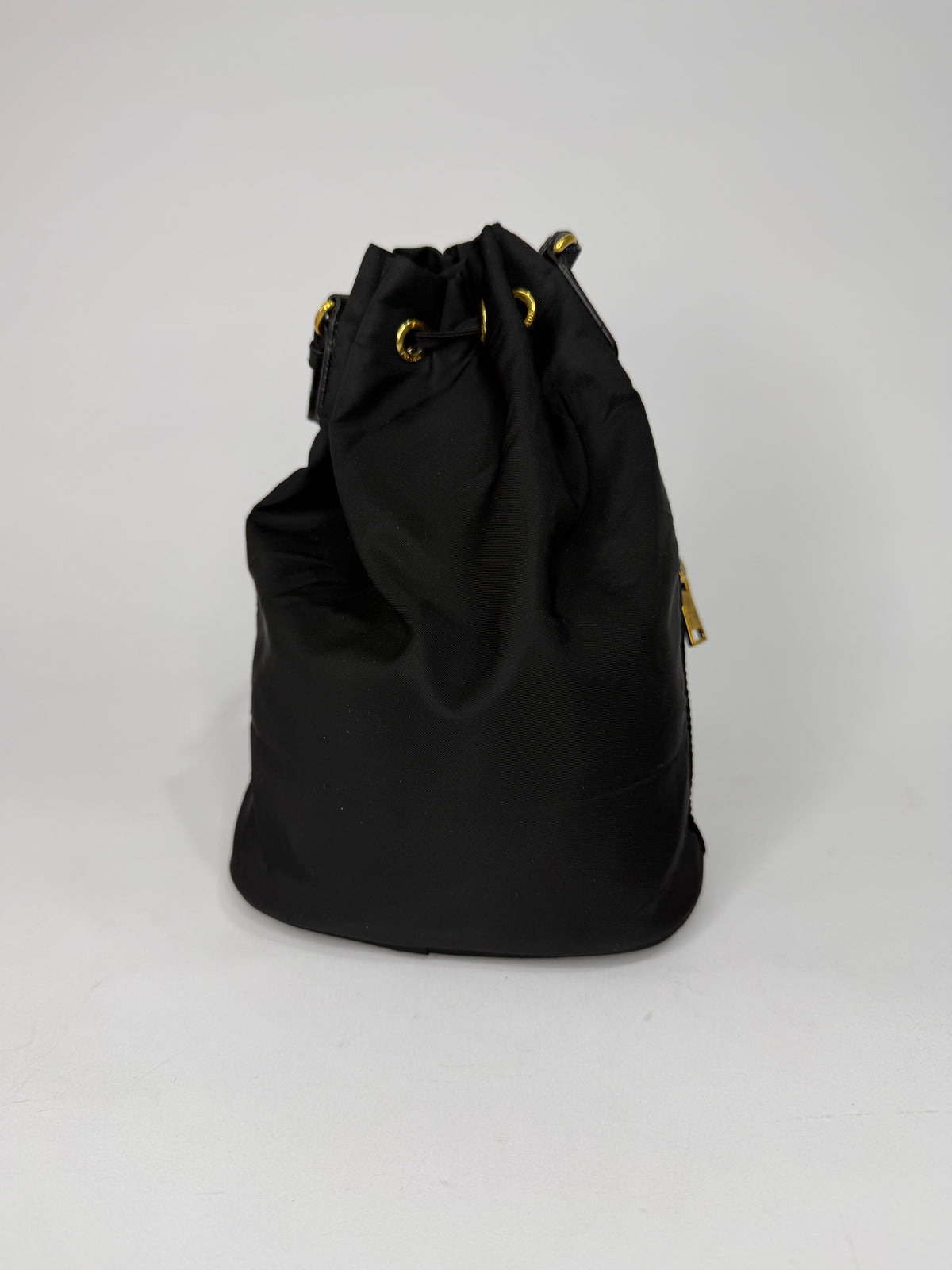 Prada Black Nylon Duet Bucket Shoulder Bag