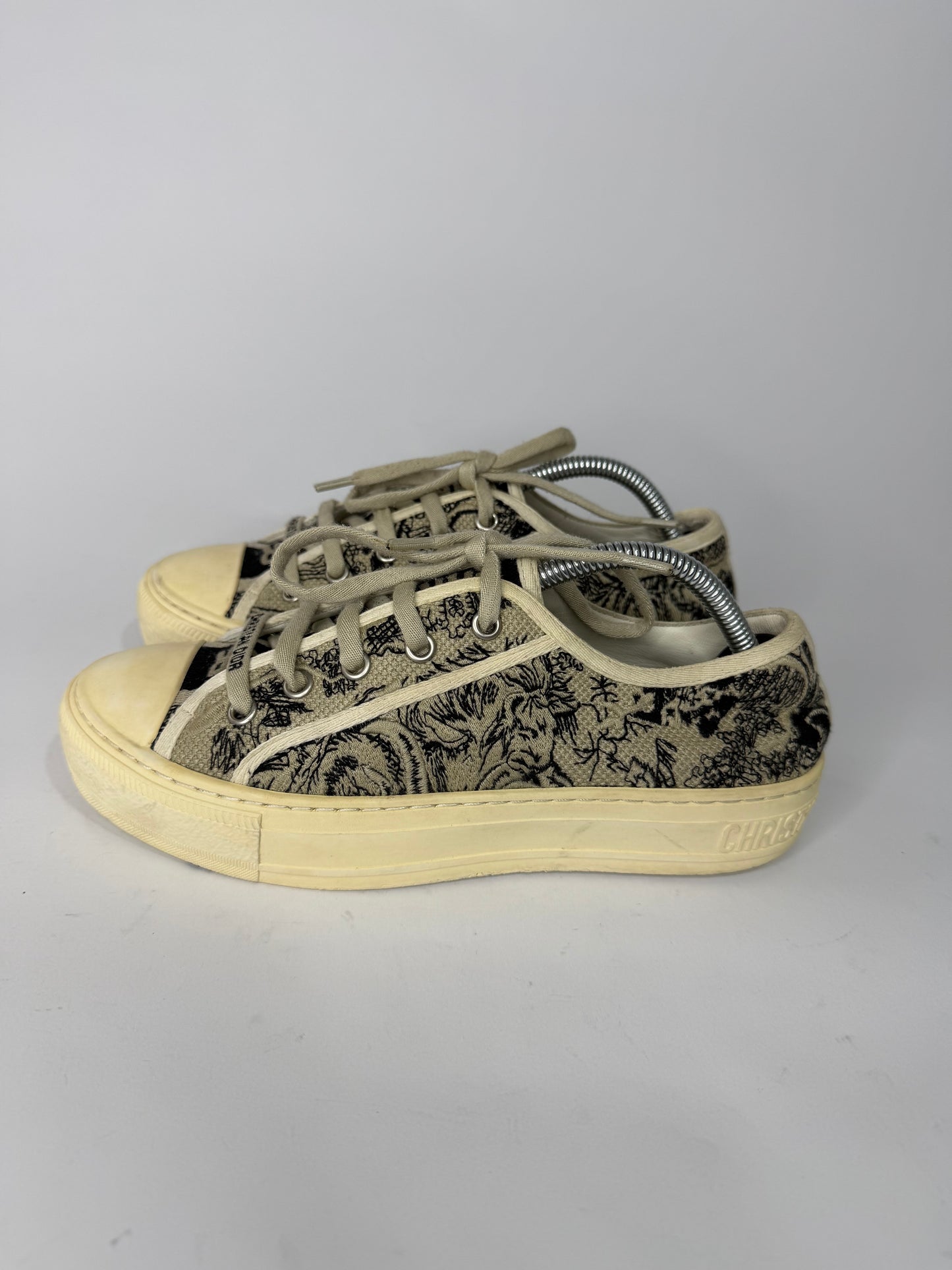 Dior Walk'n'Dior Navy Black/Beige Jacquard Low Top Sneakers Size 36 EU/ 6 US