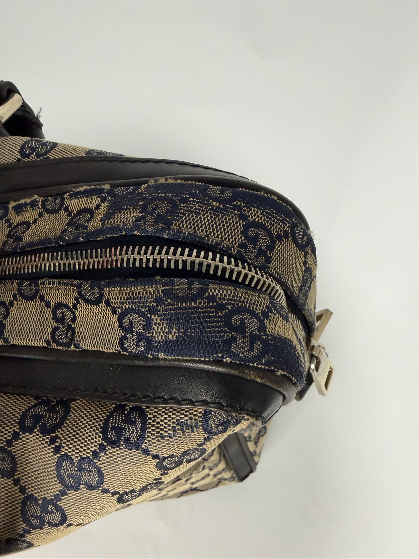 Gucci Beige/Navy GG Monogram Web Canvas and Leather Briefcase