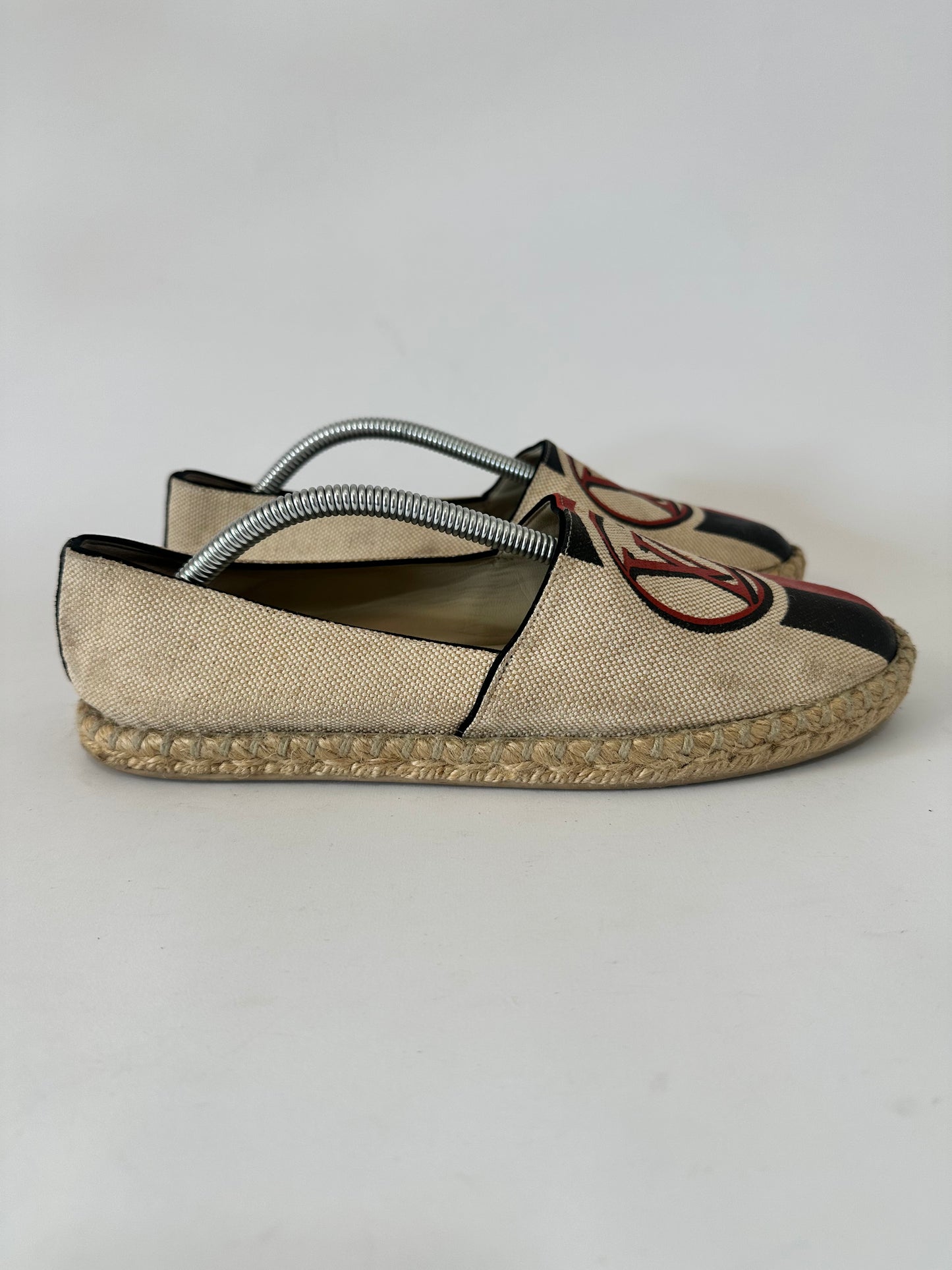 Louis Vuitton Beige Canvas Logo Espadrilles Size 37 EU