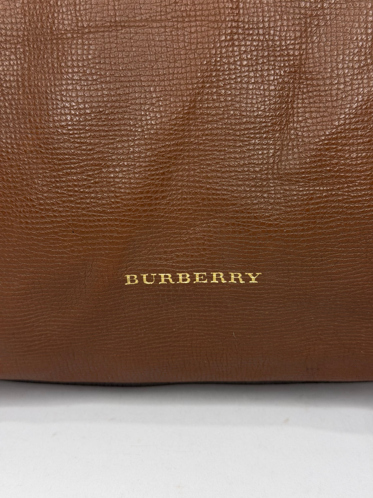 BURBERRY
Brown Leather And House Check Canvas Small Canterbury Tote Bag